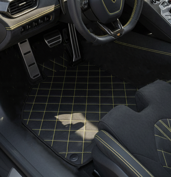 Customizable Floor Mats from Carpet with Leather for Lamborghini Sian (2020-2022) - AutoWin