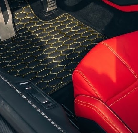 Customizable Leather Floor Mats with Hexagon Hex Pattern for Lamborghini Temerario (2025-2026) - AutoWin