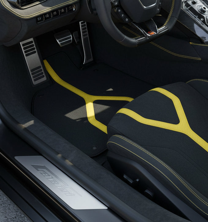 Customizable Floor Mats from Carpet with Leather for Lamborghini Sian (2020-2022) - AutoWin