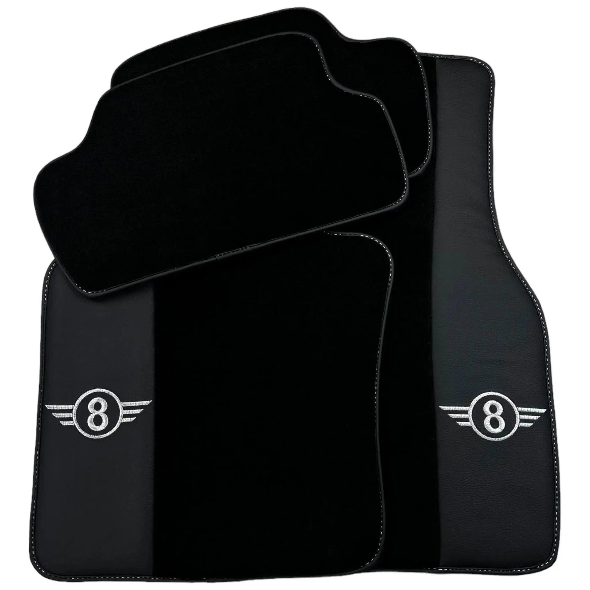 Black Floor Mats for Mini Cooper / One F55 5-doors (2015-2023) with Leather - AutoWin