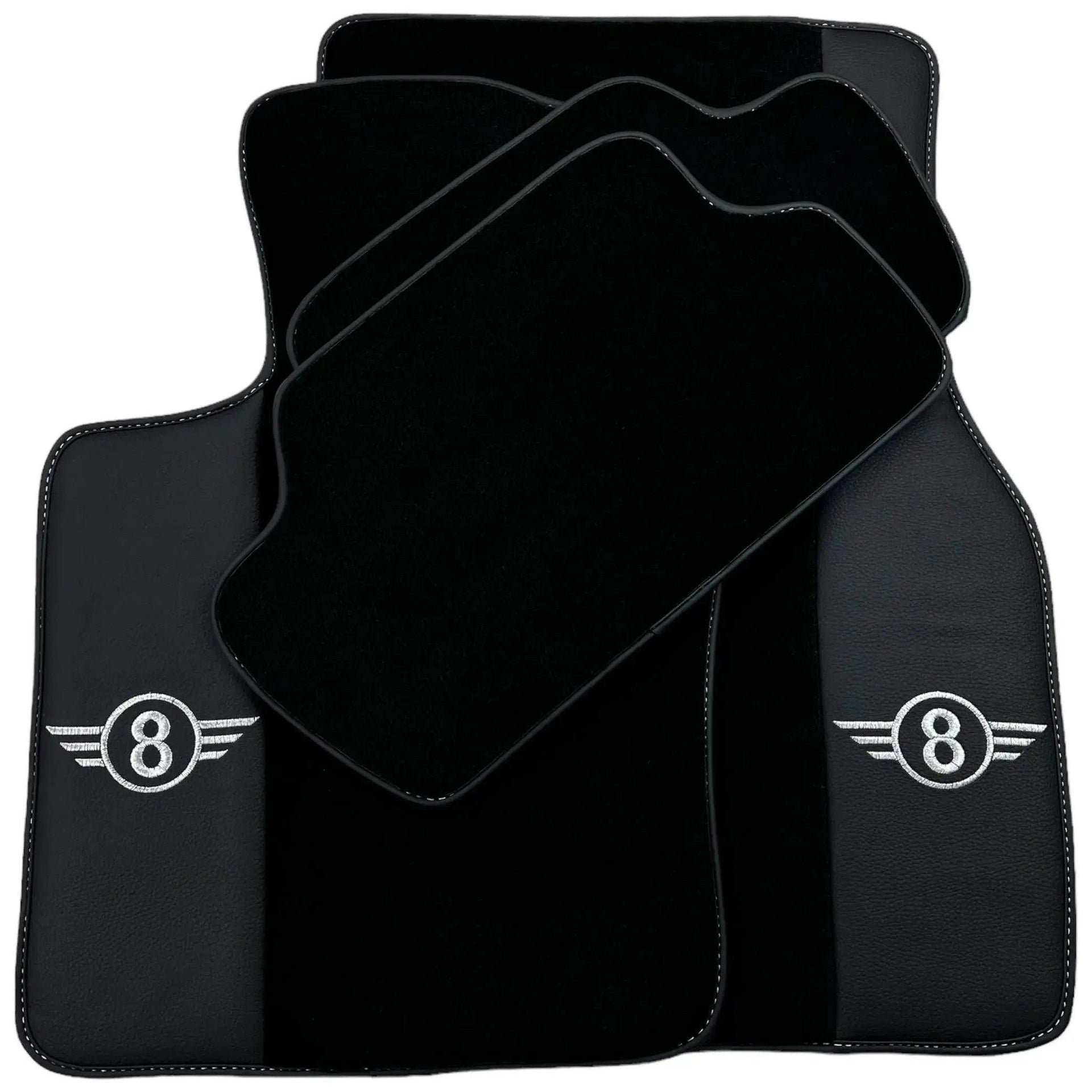Black Floor Mats for Mini Cooper / One R50 (2001-2007) with Leather - AutoWin