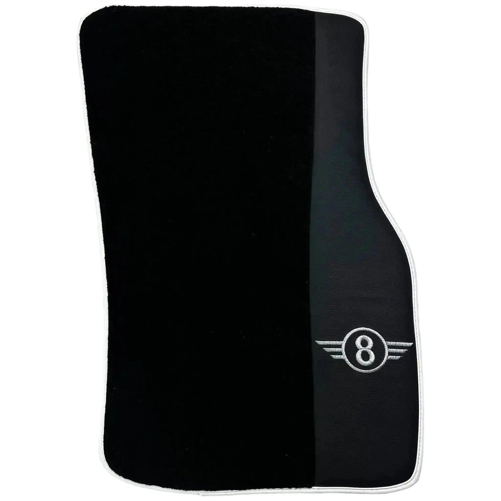 Black Floor Mats for Mini Cooper / One R50 (2001-2007) with Leather | White Trim - AutoWin