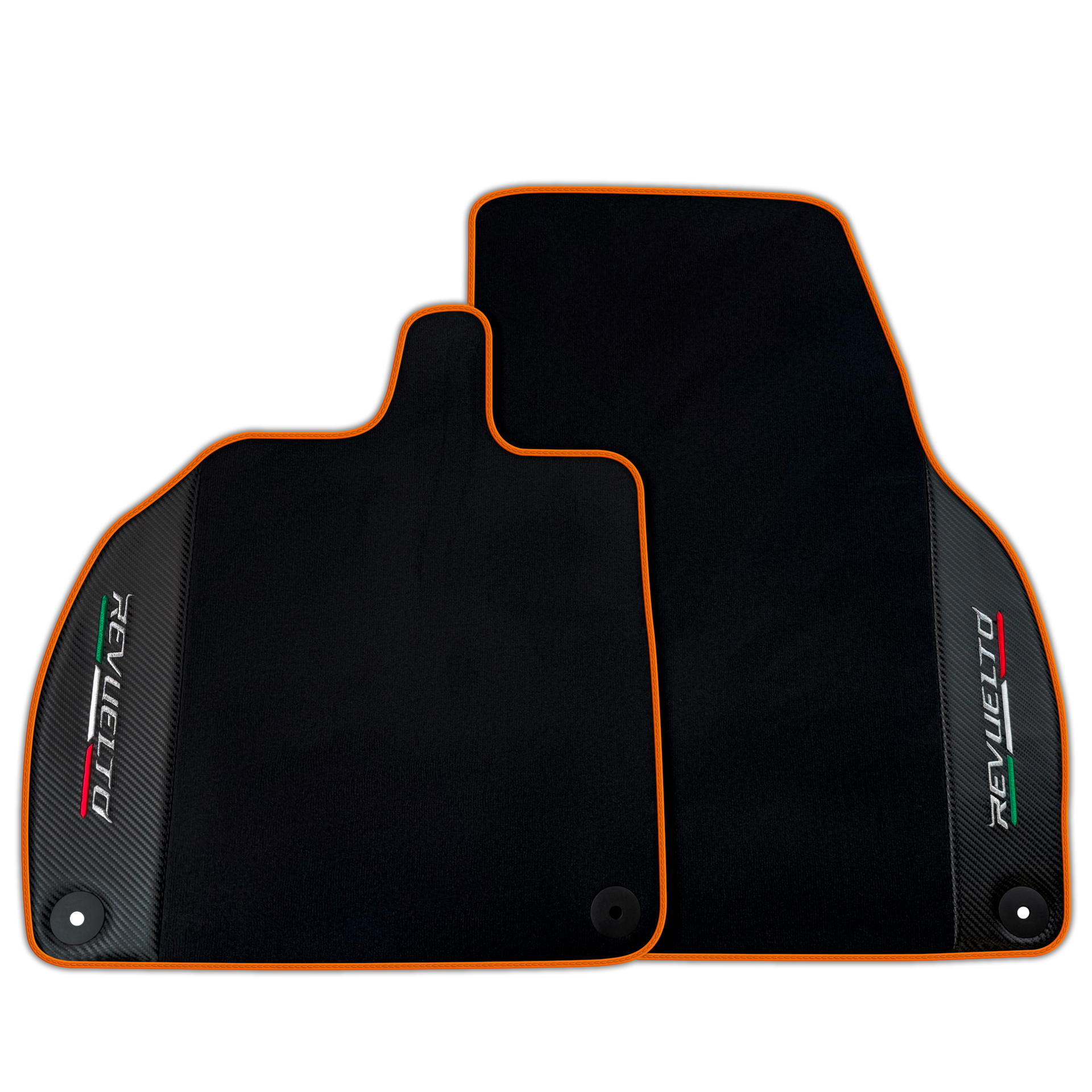 Black Floor Mats with Carbon Fiber for Lamborghini Revuelto (2024-2025) | Various Trim Colors