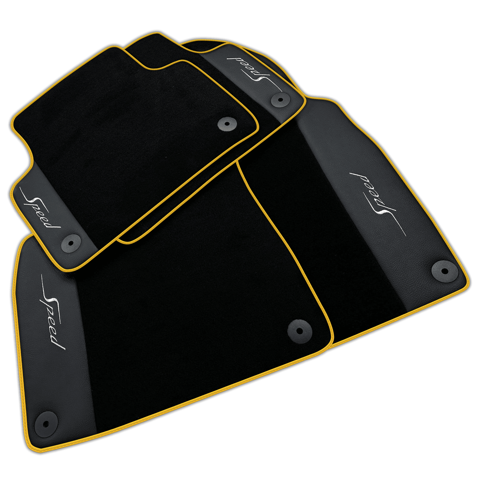 Black Floor Mats for Bentley Flying Spur (2005-2013) with Leather | Various Trim Colors