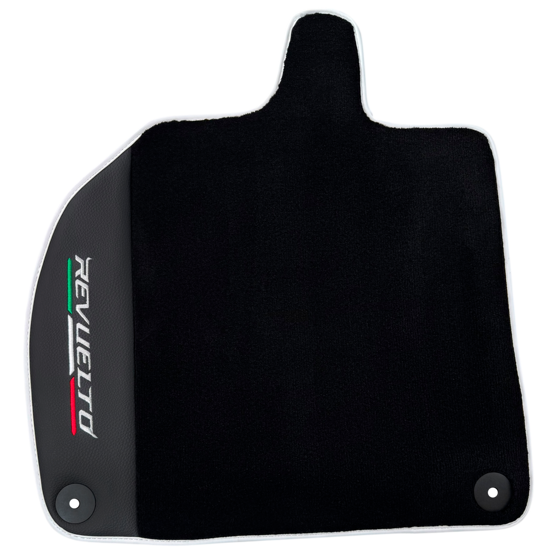 Black Floor Mats with Leather for Lamborghini Revuelto (2024-2025) | White Trim