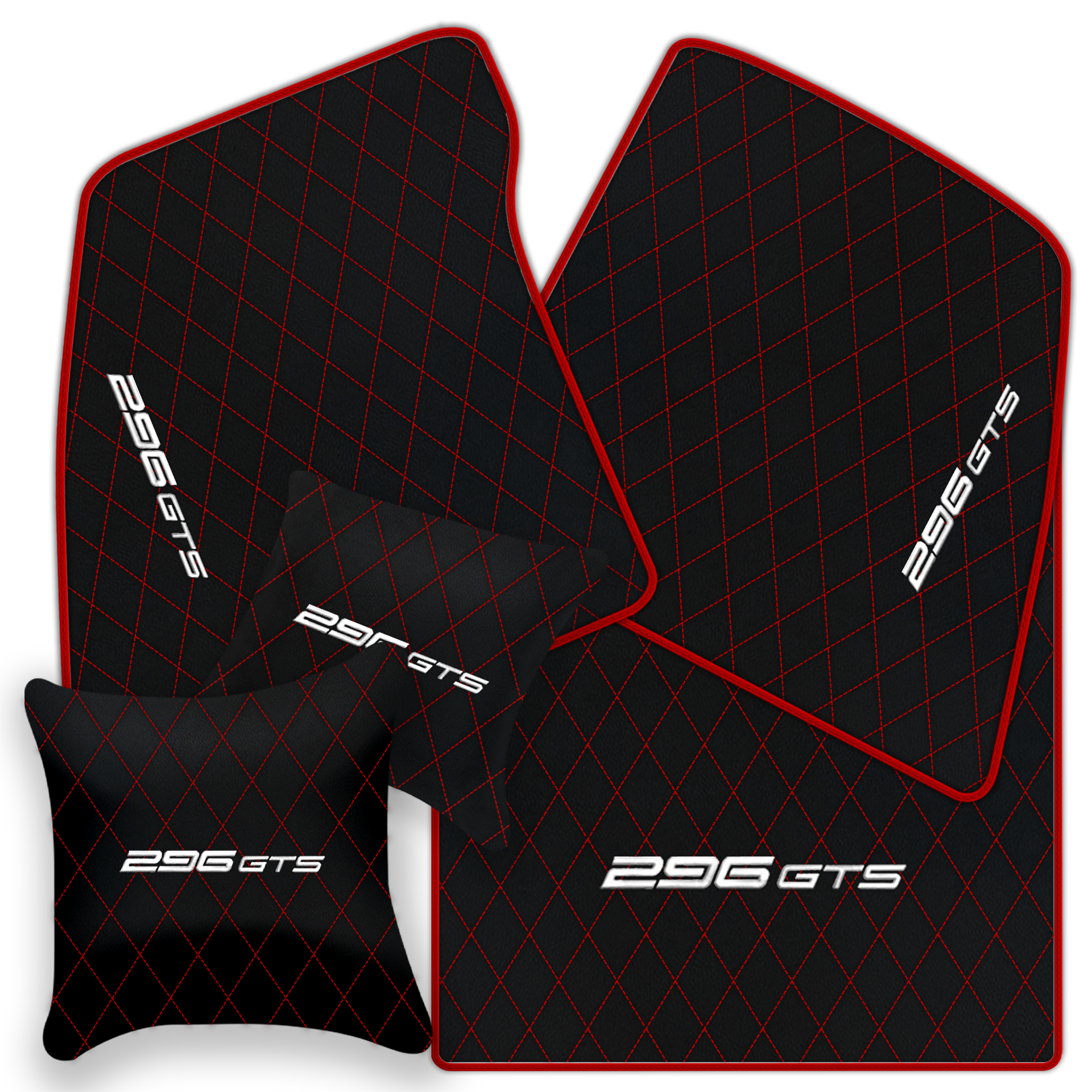 Ferrari 296 GTB Black Leather Floor Mats | Stylish & Durable