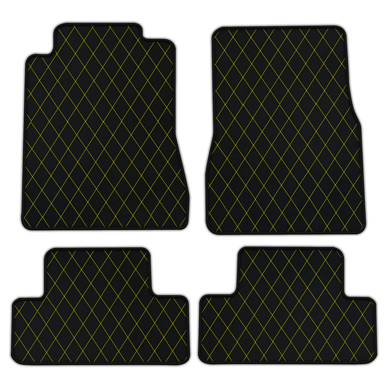 Customizable Leather Floor Mats with Single Diamond Pattern for Ford Mustang V FL (2011-2014)