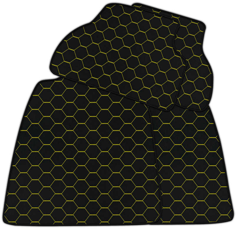 Tapis de voiture en cuir personnalisable avec motif hexagonal symétrique pour Audi A4 - B9 Sedan (2019-2023)