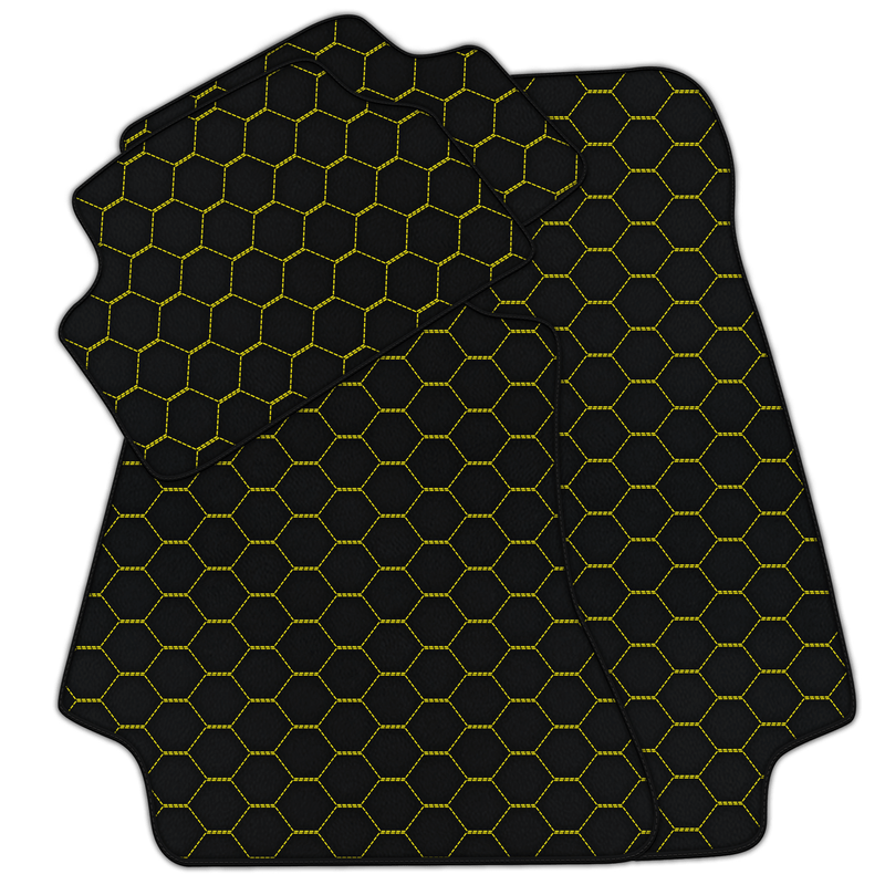 Tapis de voiture en cuir personnalisables avec motif hexagonal symétrique pour Mercedes Benz A-Class W177 Hatchback AMG (2018-2023)
