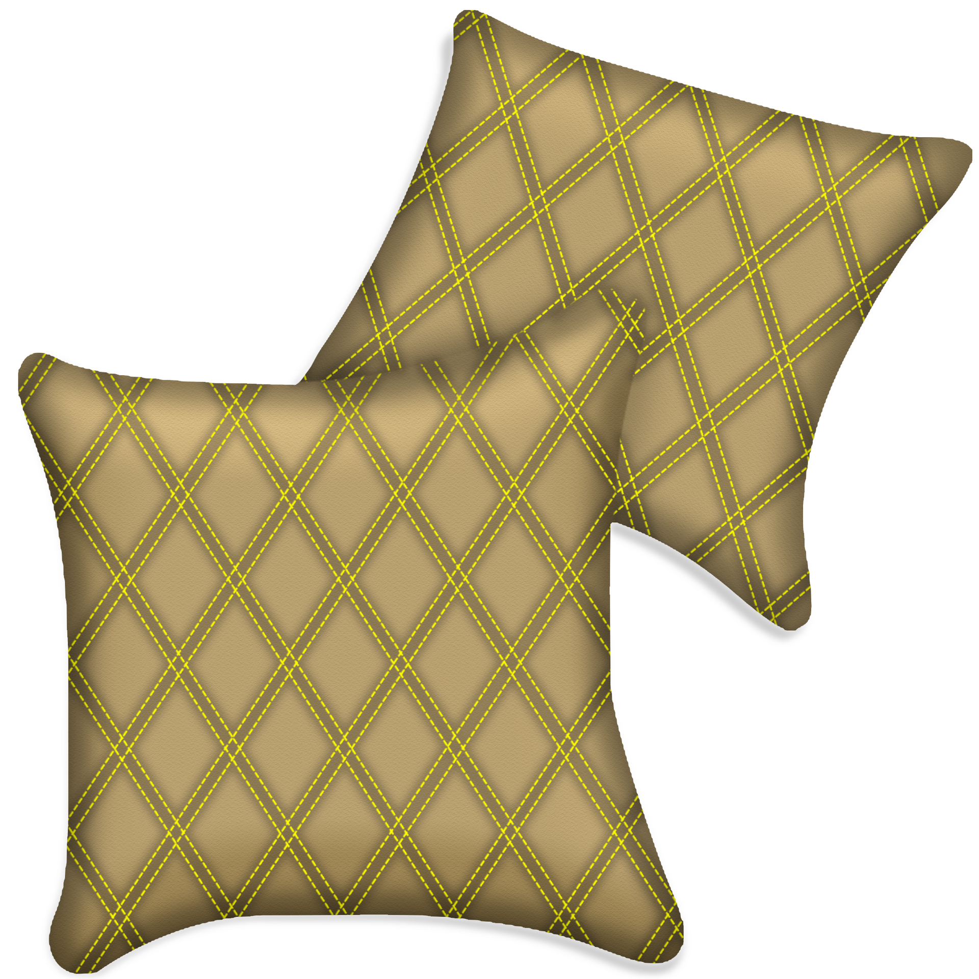 Customizable Beige Leather Pillows Set of 2 for All Vehicles | Double Diamond Pattern