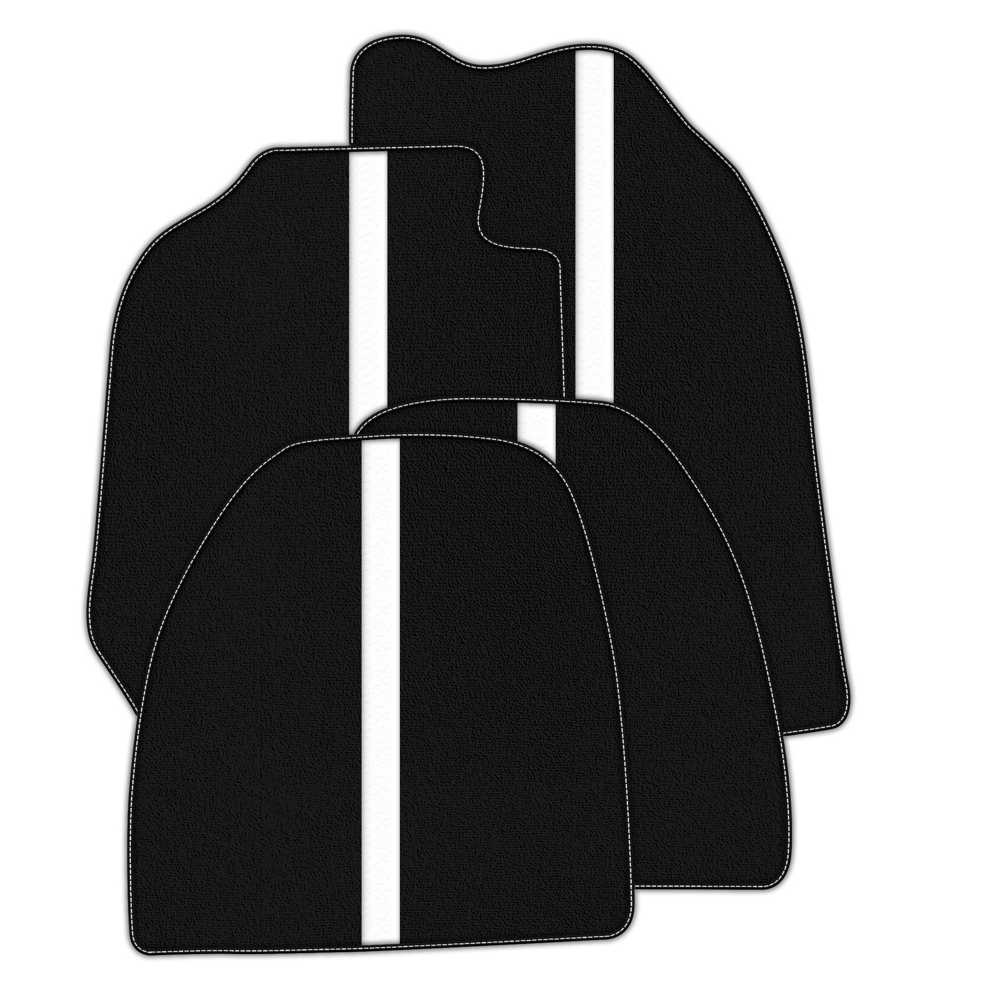 Black Floor Mats with Leather Line for Porsche 911 - 964 (1989-1994) - Various Colors