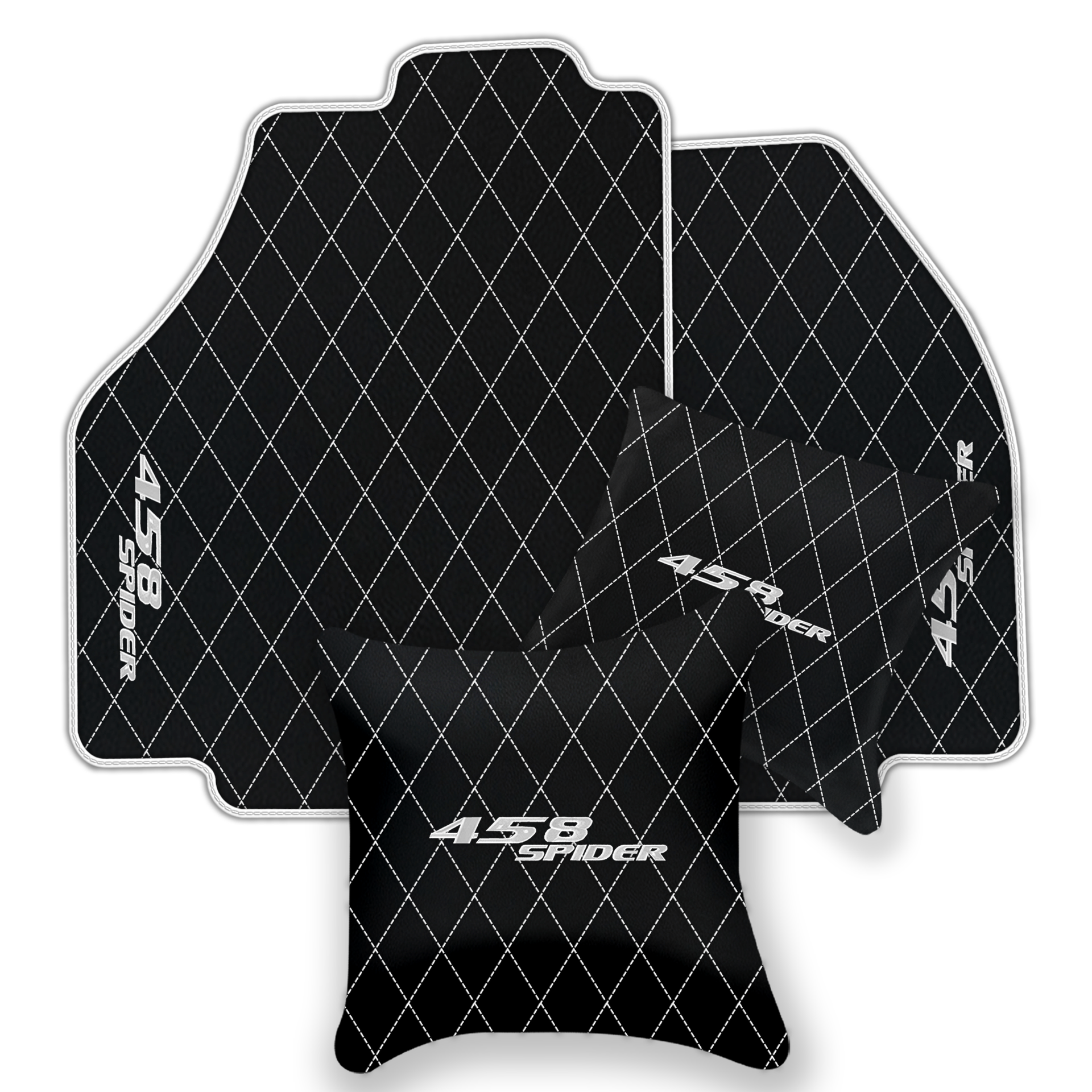 Black Leather Floor Mats for Ferrari 458 Spider (2012-2015) | Custom