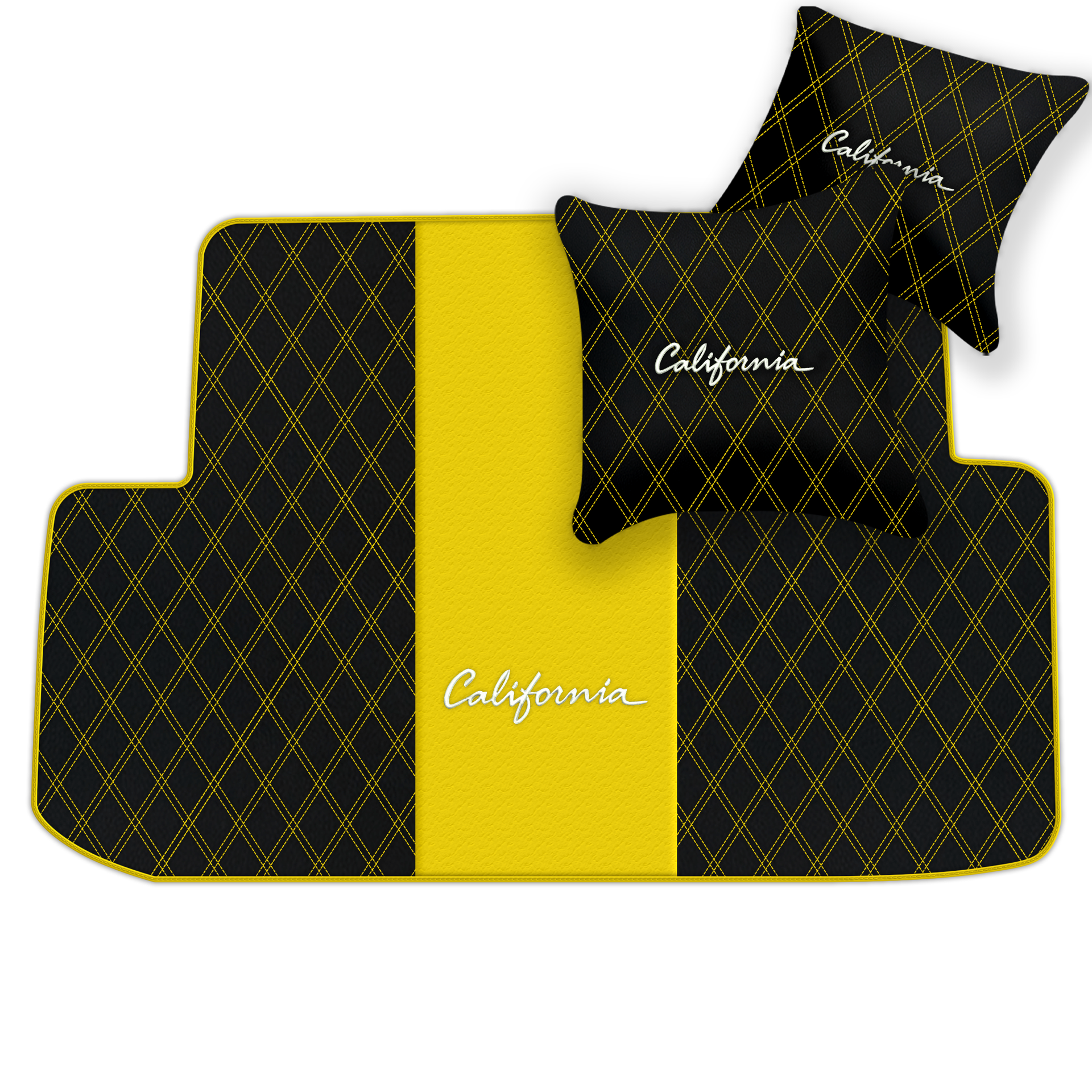 Orange Stitching Black Leather Floor Mats for Lamborghini Urus