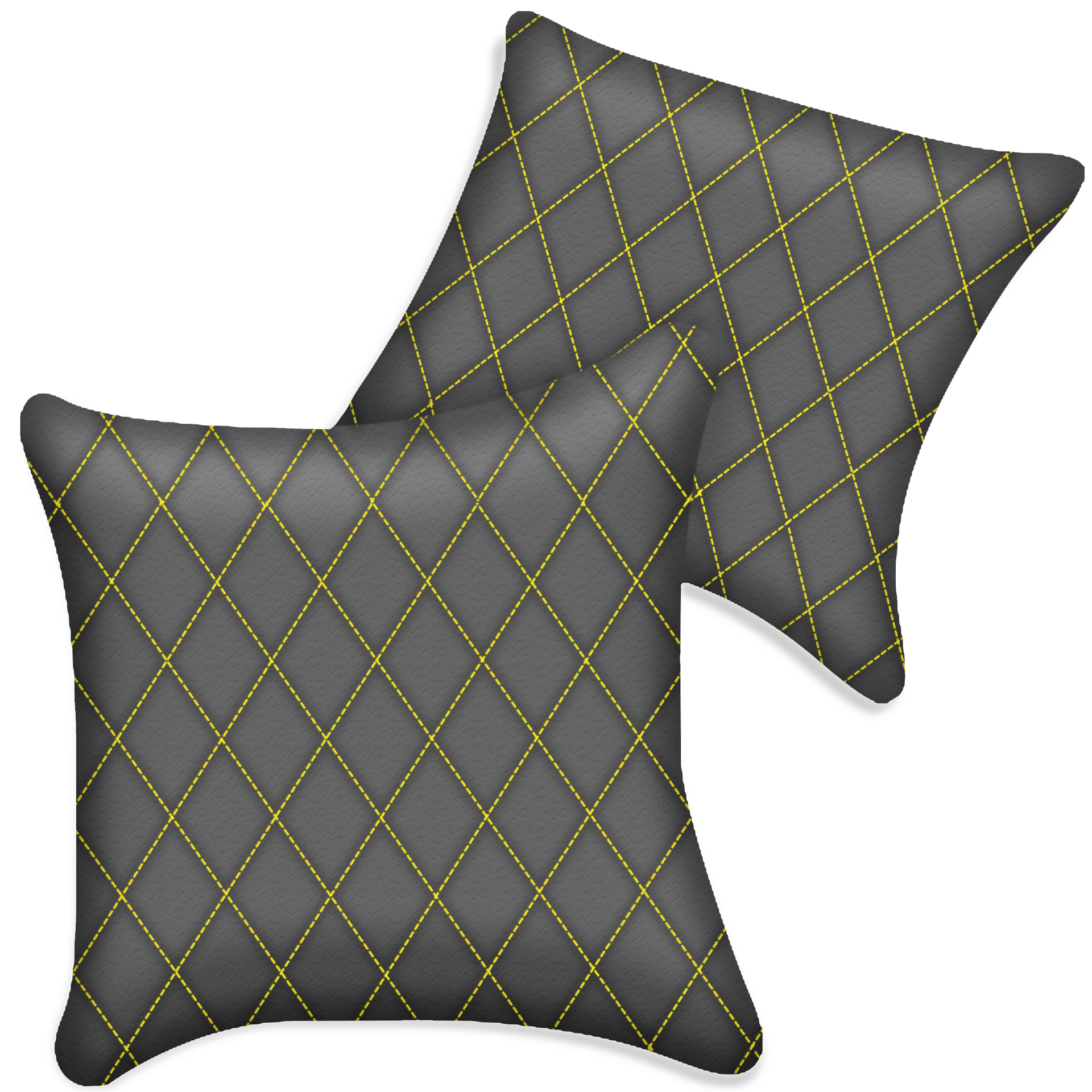 Customizable Gray Leather Pillows Set of 2 for All Vehicles | Single Diamond Pattern