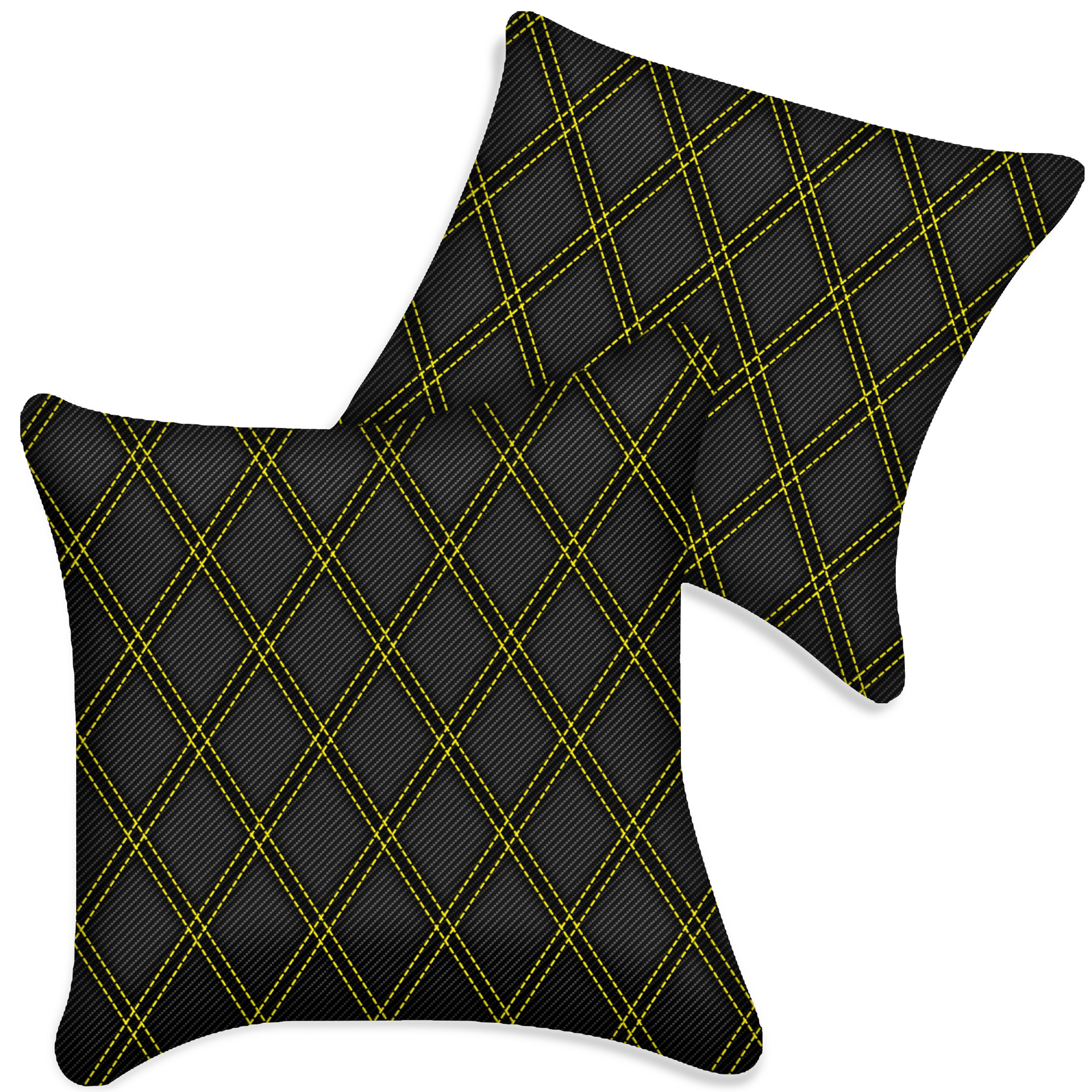Customizable Black Carbon Fiber Pillows Set of 2 for All Vehicles | Double Diamond Pattern