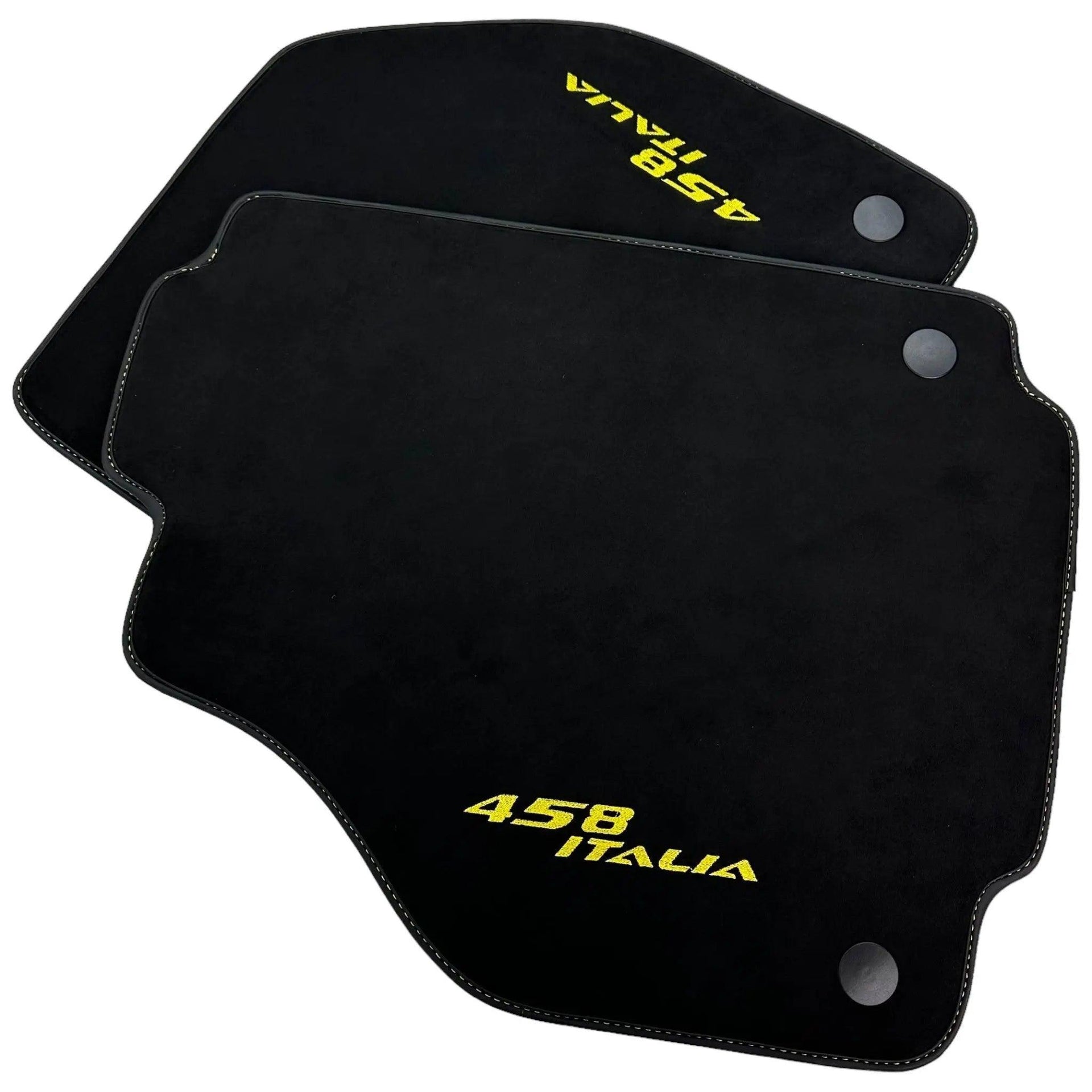 Alcantara Black Floor Mats For Ferrari 458 Italia (2009-2015) Yellow - AutoWin