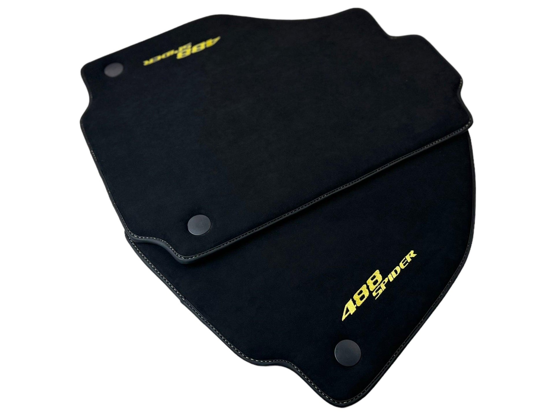 Alcantara Floor Mats for Ferrari 488 Spider 2016-2022 Yellow Sewing - AutoWin