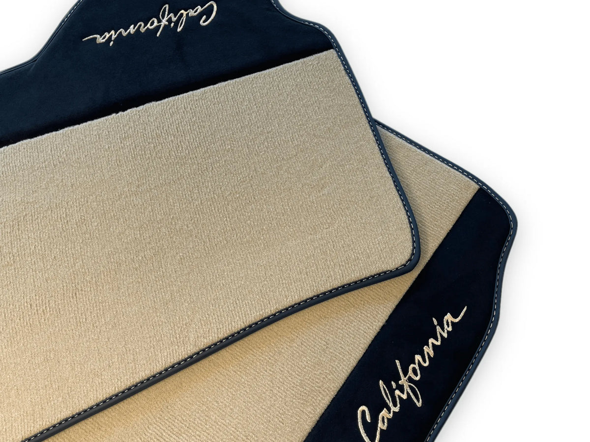 Beige Floor Mats For Ferrari California 2008-2014 With Alcantara - AutoWin