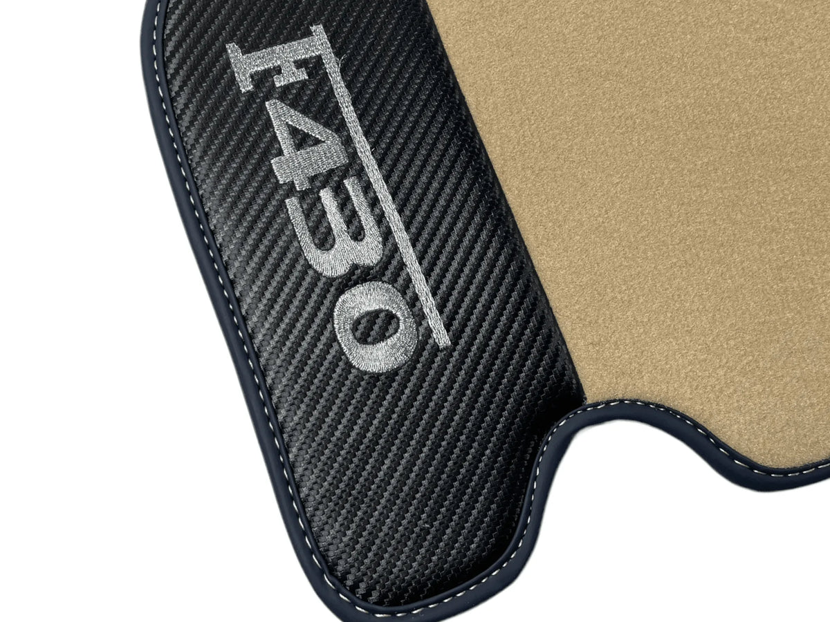 Beige Floor Mats For Ferrari F430 2004-2009 With Carbon Fiber Leather - AutoWin