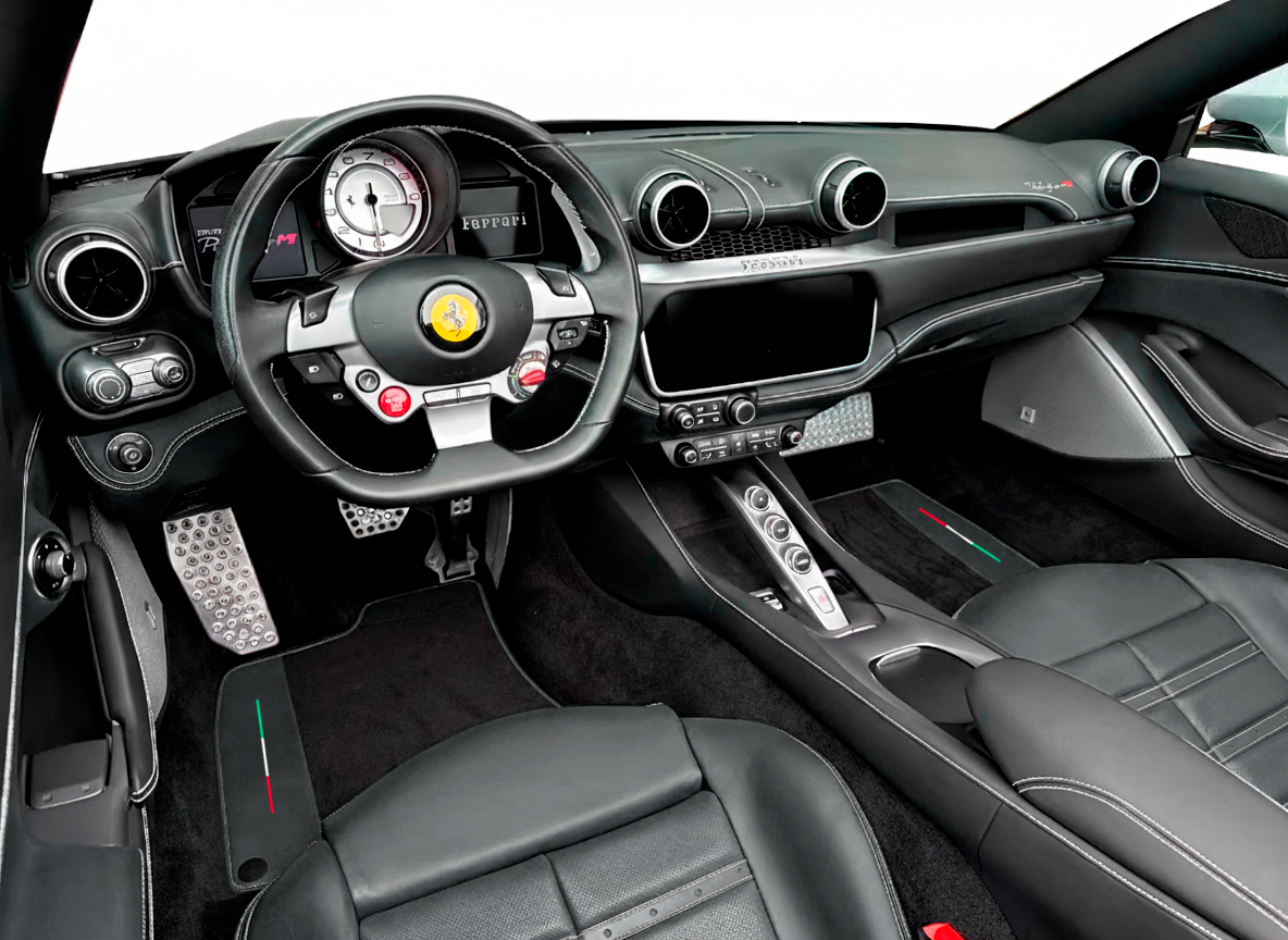 Black Floor Mats for Ferrari Portofino M with Leather | AutoWin