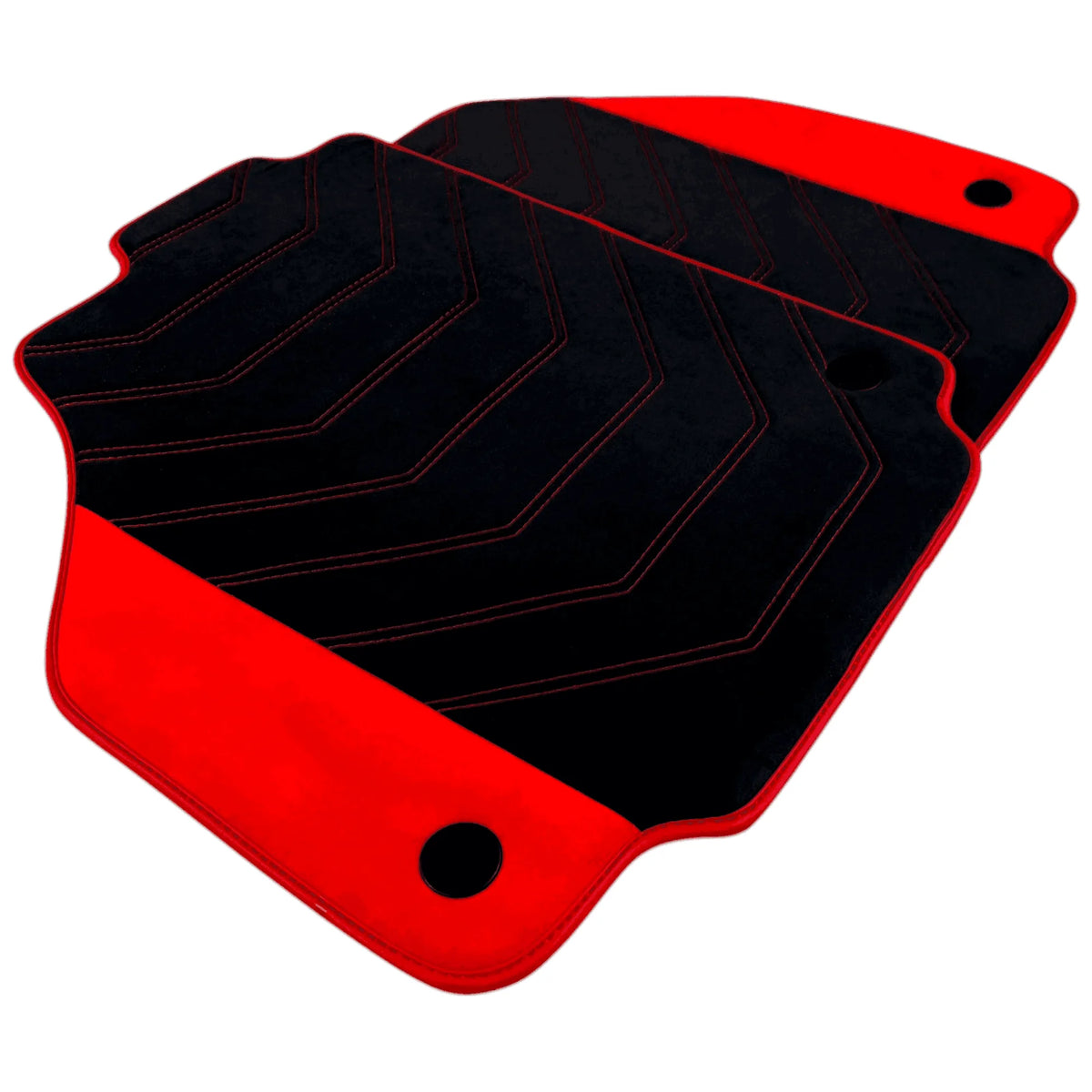 Black Alcantara Floor Mats for Ferrari 458 Italia (2009-2015) with Red Alcantara Accents