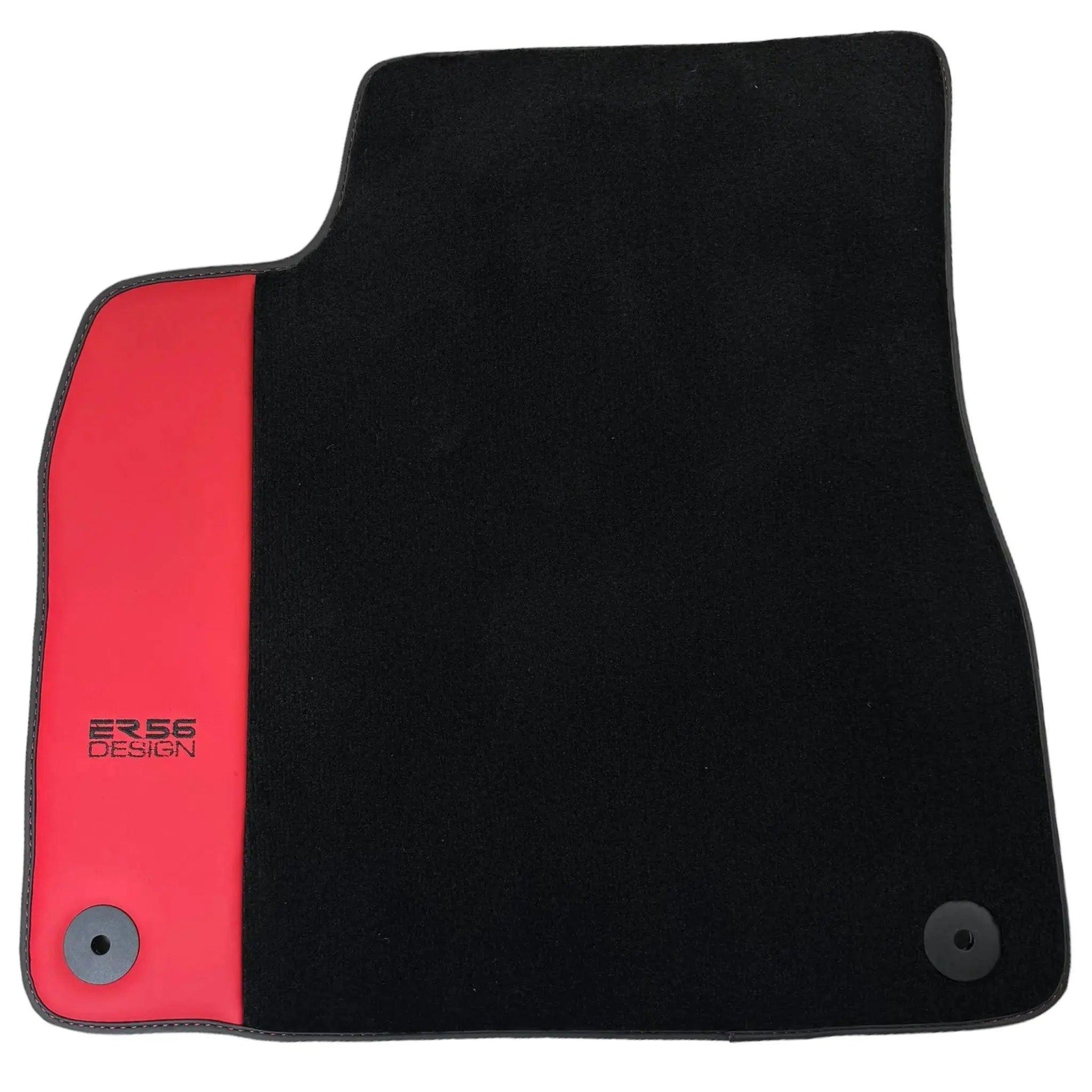Black Floor Mats for Audi Q8 (2018-2023) with Red Leather | ER56 Design - AutoWin