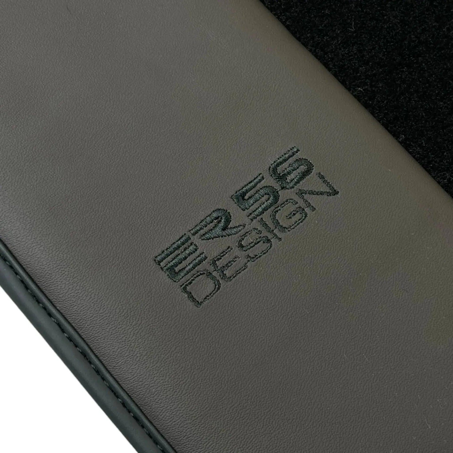 Black Floor Mats for Audi Q8 e-tron Sportback (2023-2025) with Dark Brown Leather | ER56 Design - AutoWin