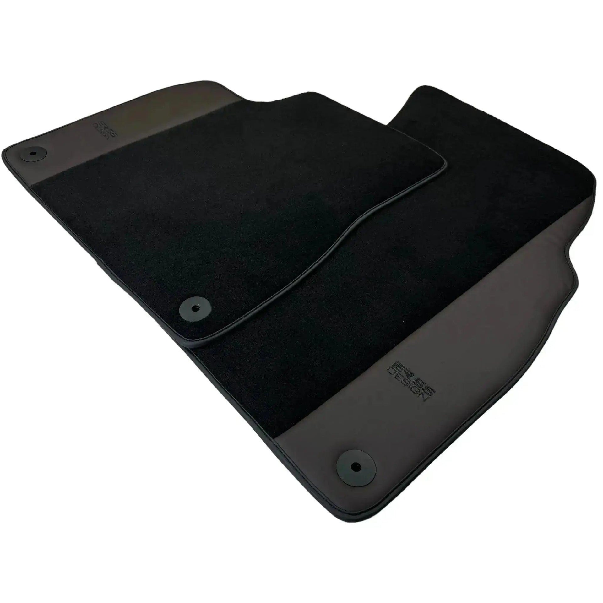 Black Floor Mats for Audi Q8 e-tron Sportback (2023-2025) with Dark Brown Leather | ER56 Design - AutoWin