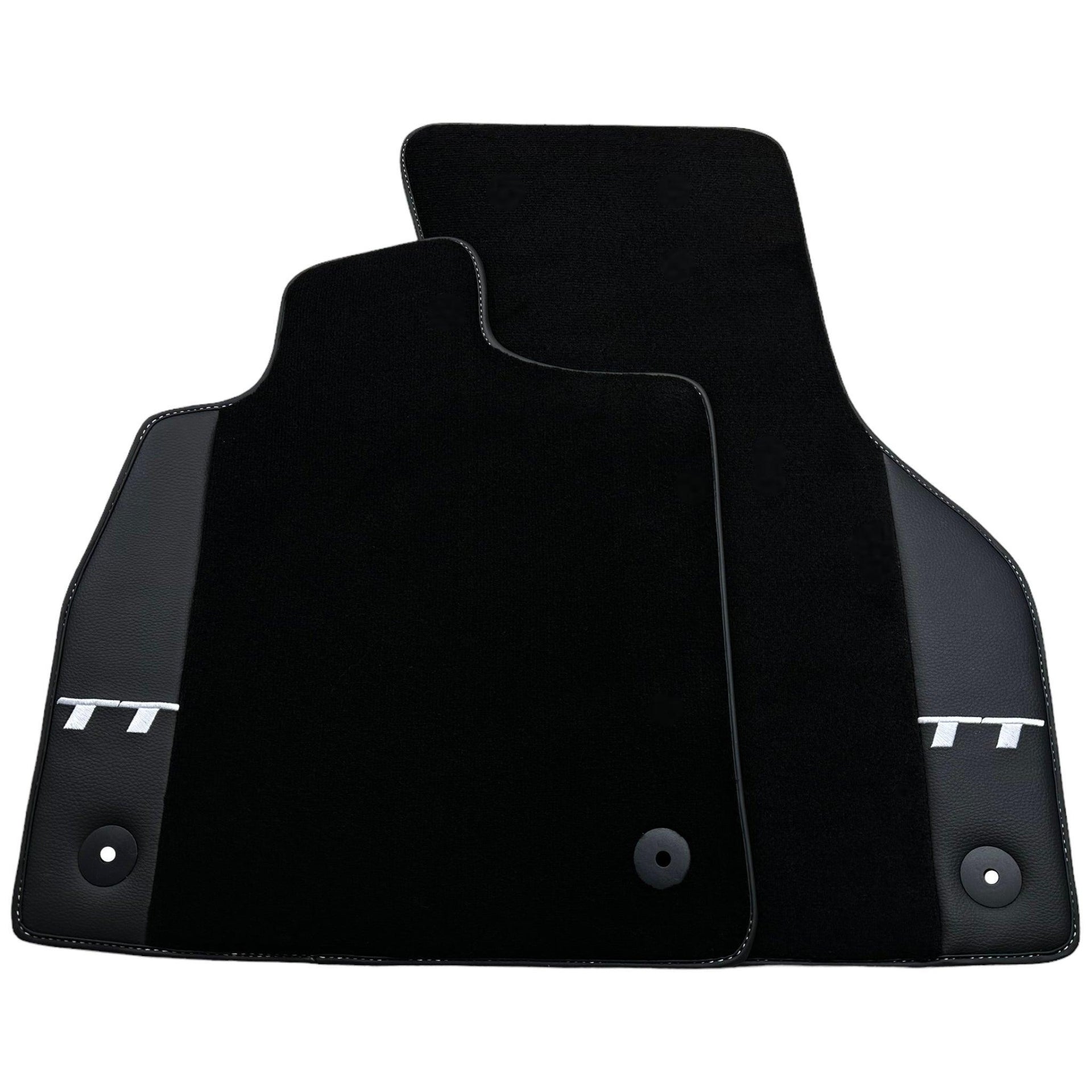 Black Floor Mats for Audi TT MK2 Coupe (2006-2014) with Leather - AutoWin