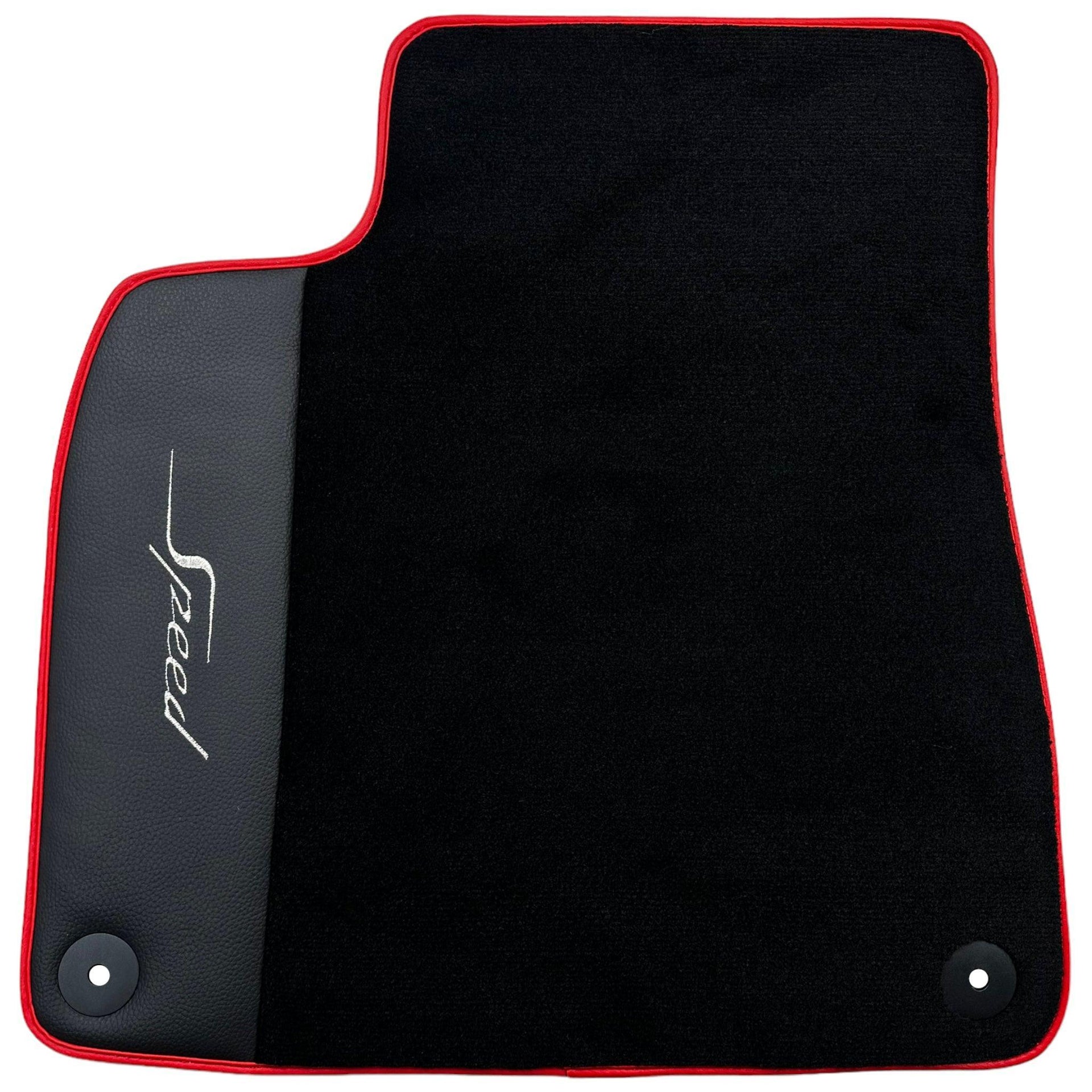 Black Floor Mats for Bentley Bentayga (2015-2023) with Leather | Red Trim - AutoWin