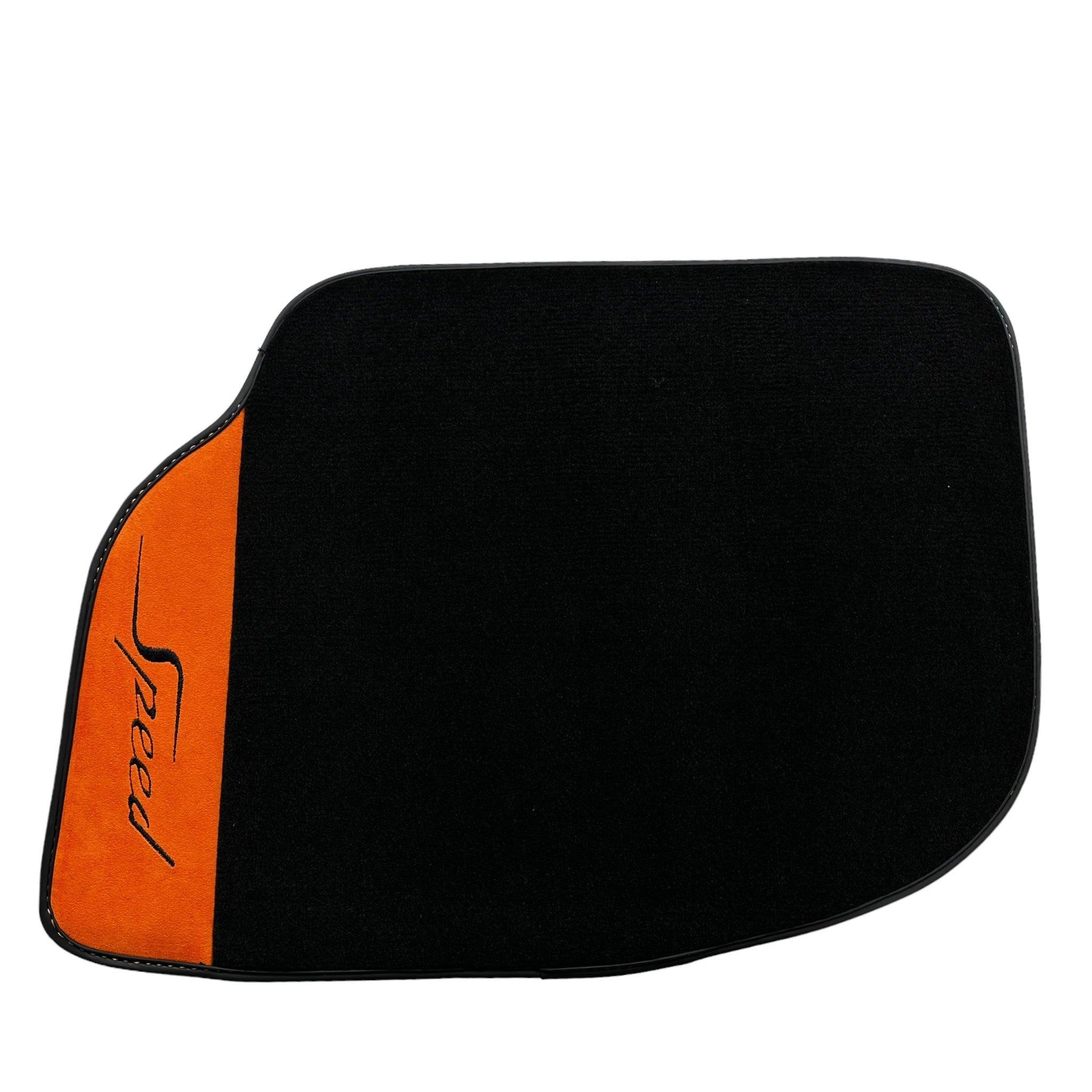 Black Floor Mats For Bentley Continental Continental GTC (2018-2023) with Orange Alcantara Leather - AutoWin