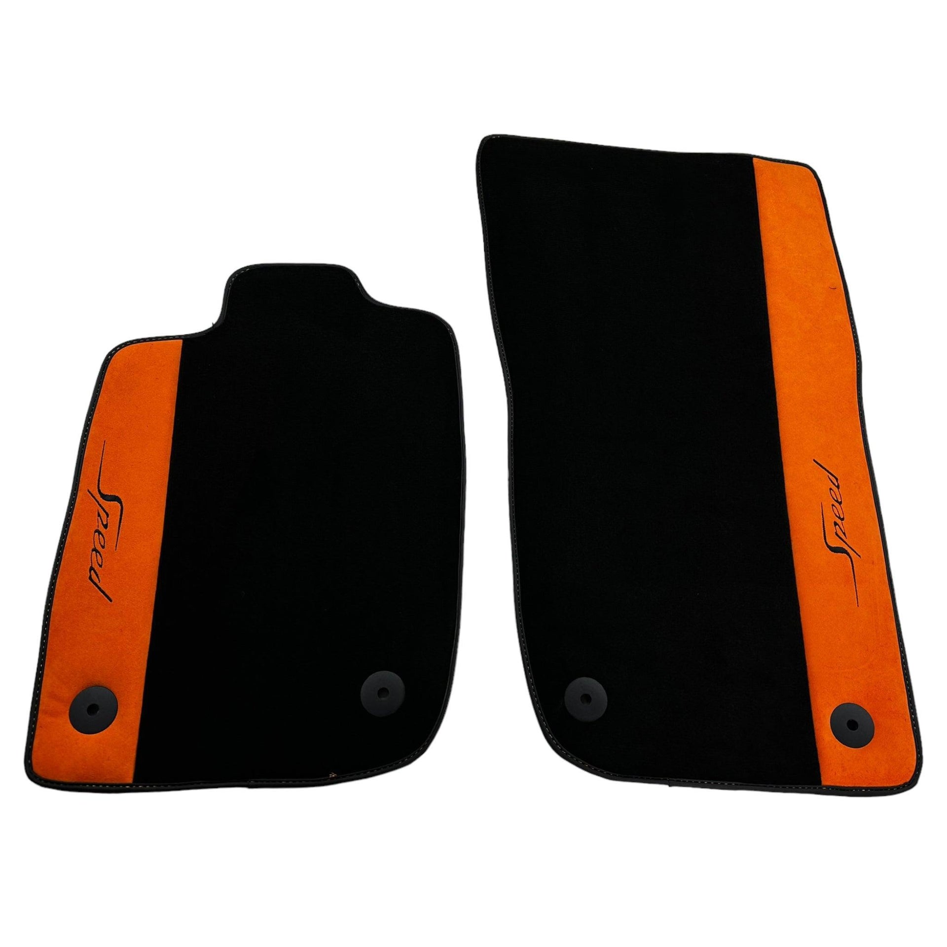 Black Floor Mats For Bentley Continental GT (2018–2023) with Orange Alcantara Leather - AutoWin
