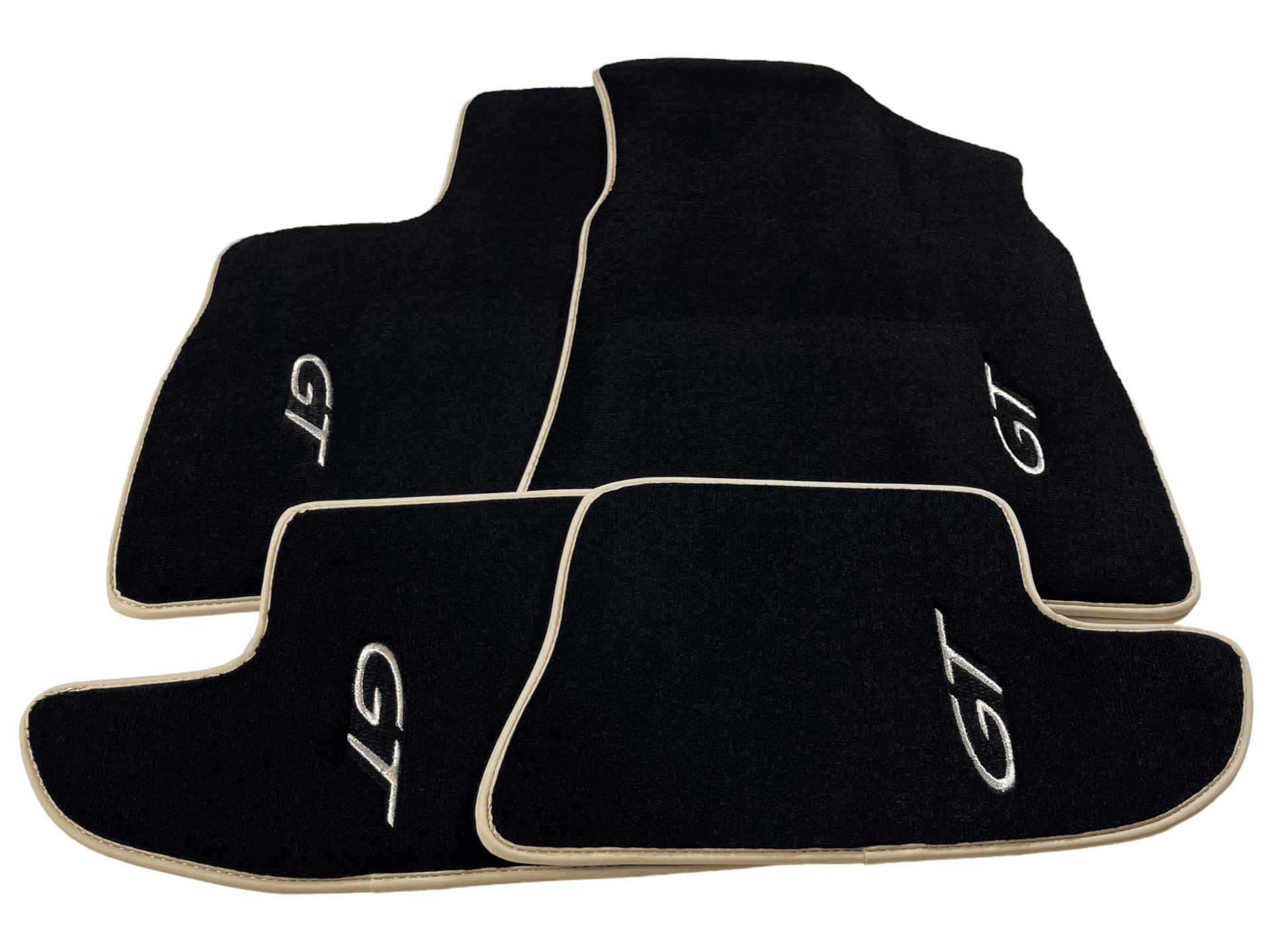 Black Floor Mats For Bentley Continental GTC (2011-2018) With Beige Trim - AutoWin