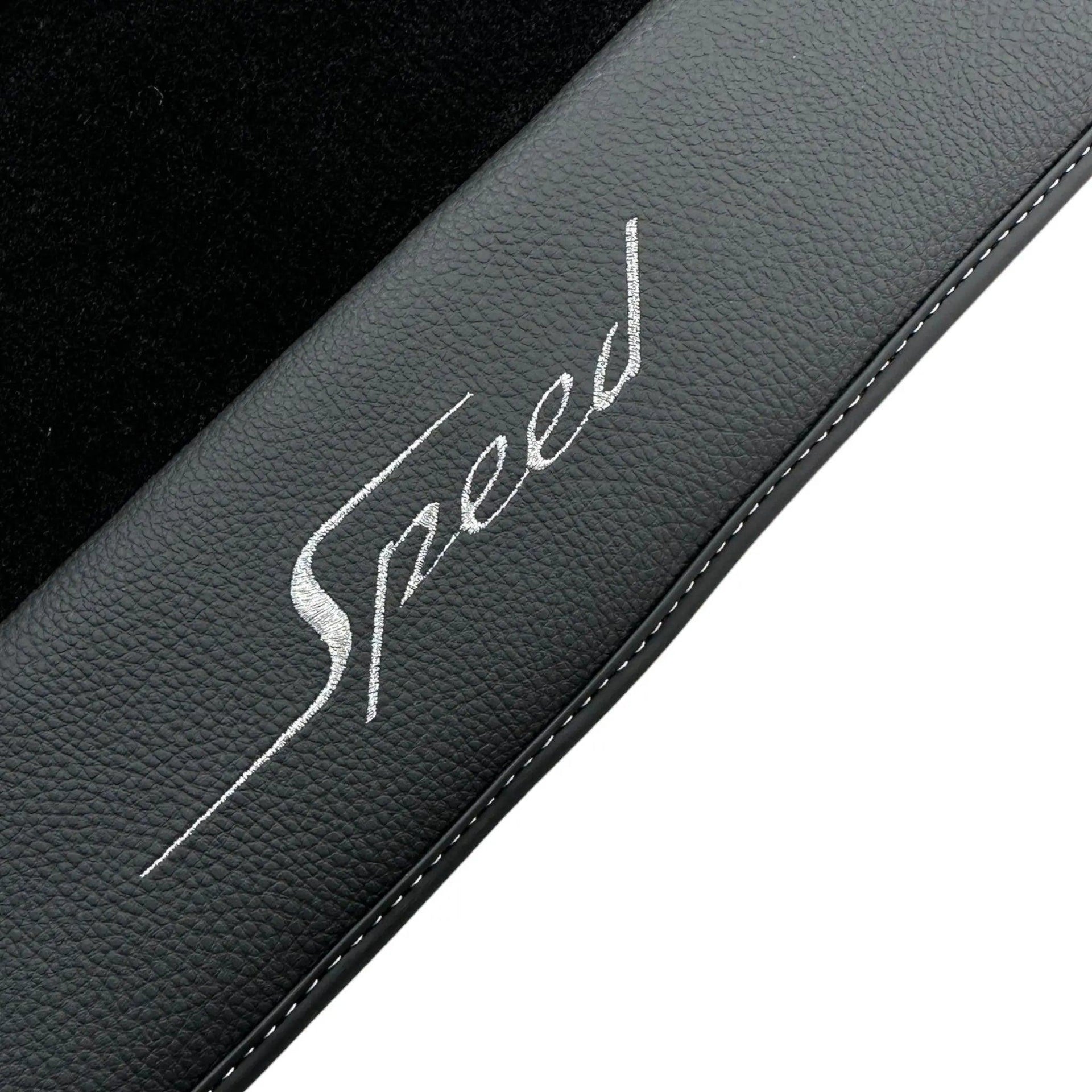 Black Floor Mats For Bentley Continental GTC (2018-2023) Speed with Leather - AutoWin