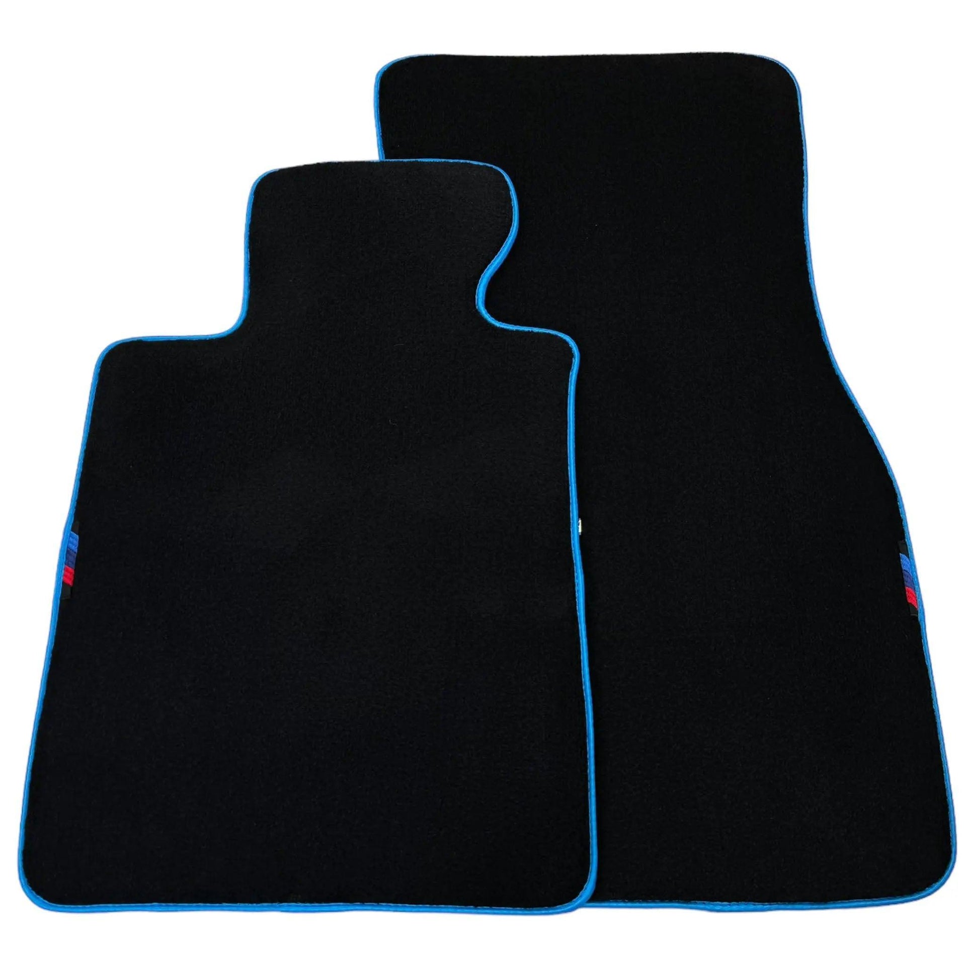 Black Floor Mats For BMW 5 Series G30 | Sky Blue Trim - AutoWin