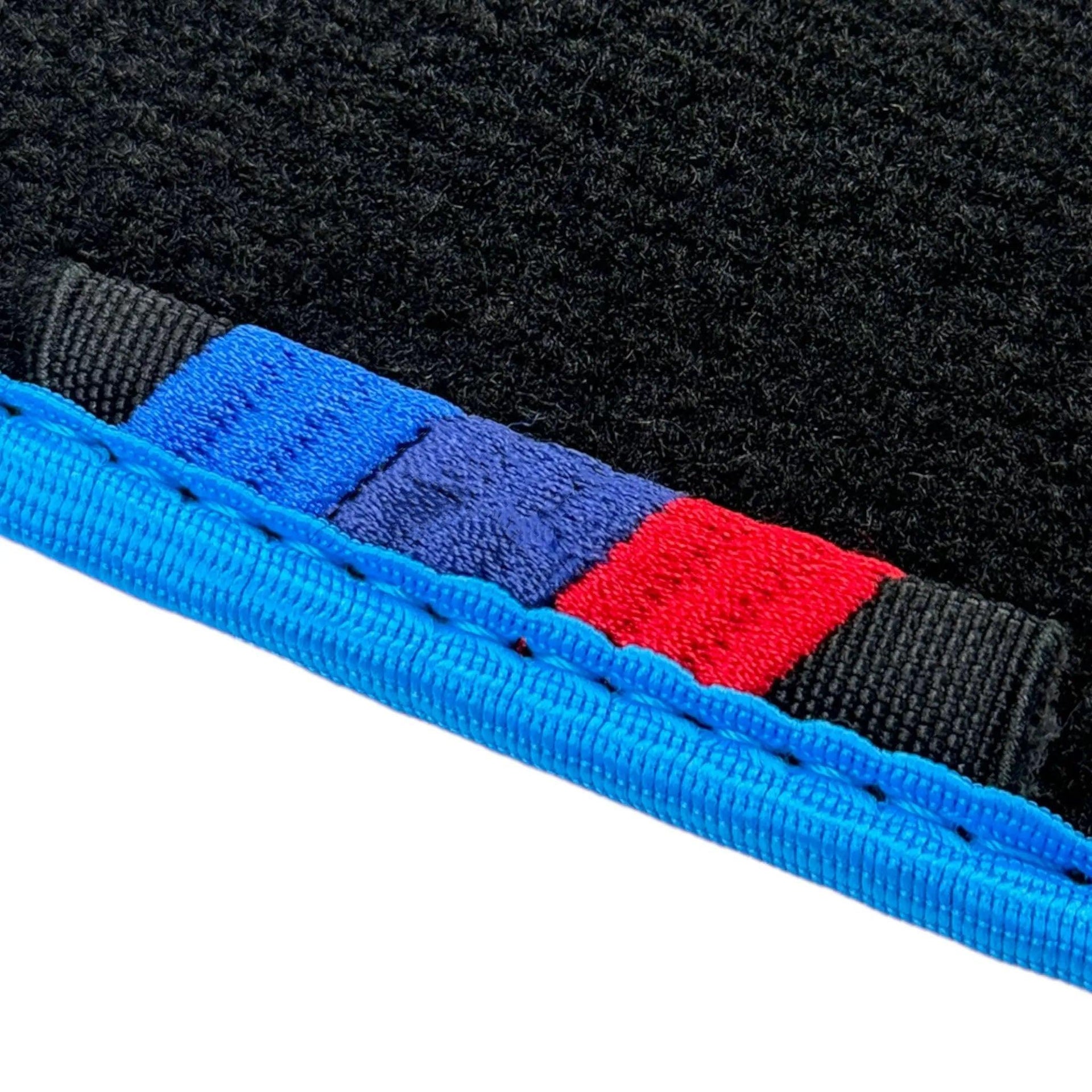 Black Floor Mats For BMW 1 Series F70 | Sky Blue Trim - AutoWin