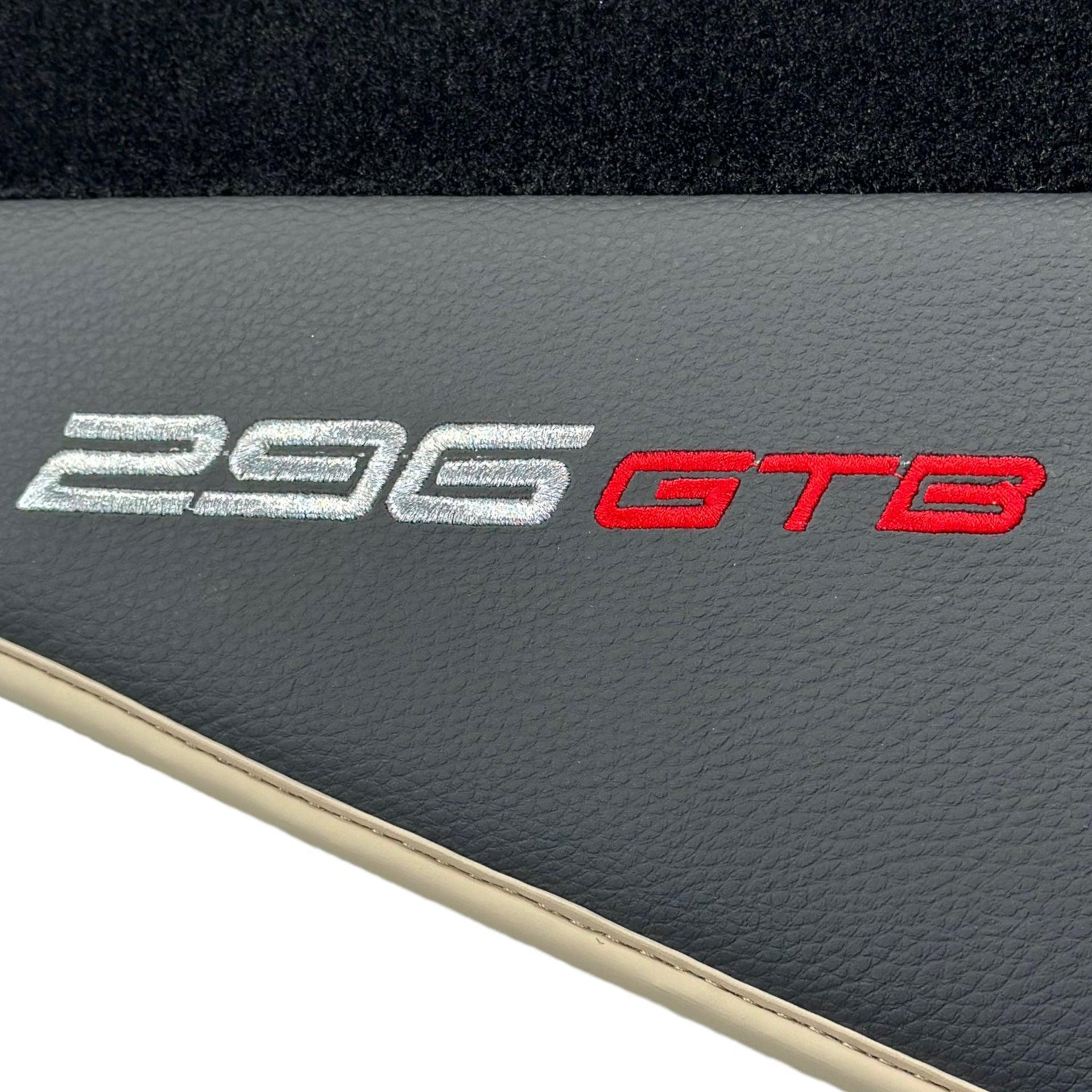 Black Floor Mats for Ferrari 296 GTB (2022-2024) with Leather | Beige Trim - AutoWin