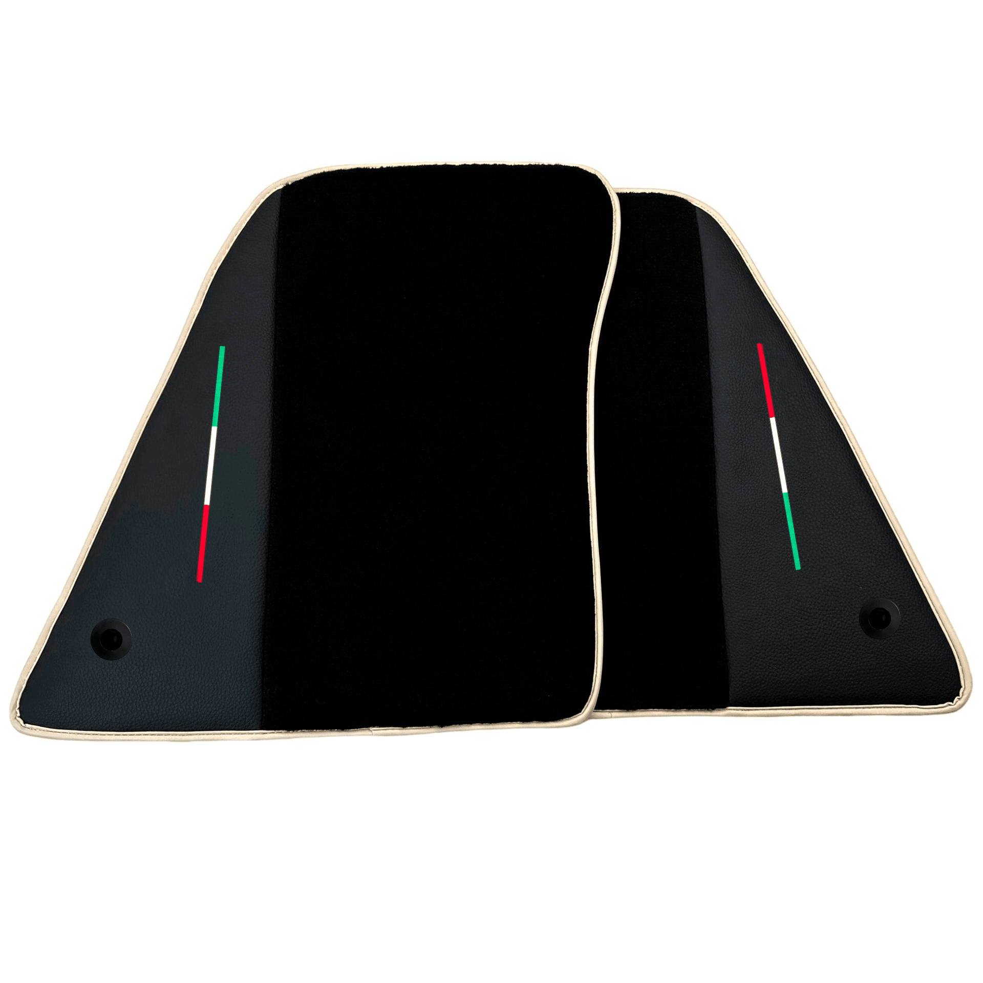 Black Floor Mats for Ferrari SF90 Stradale (2019-2024) with Leather | Beige Trim - AutoWin