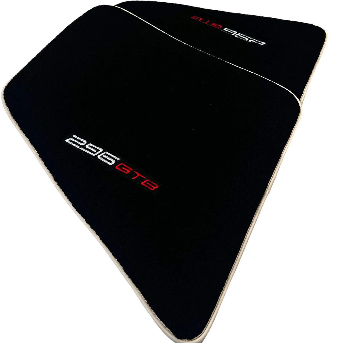 Black Floor Mats for Ferrari 296 GTB (2022-2027) with Beige Trim - AutoWin