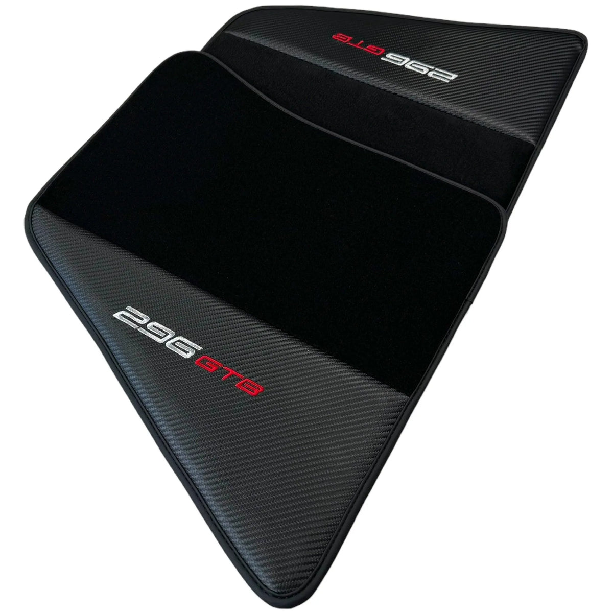 Tapis de sol noirs pour Ferrari 296 GTB (2022-2027) avec fibre de carbone - AutoWin