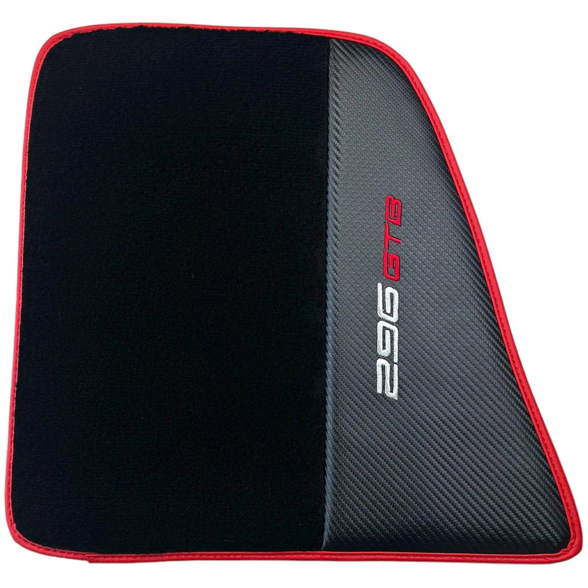 Tapis de sol noir pour Ferrari 296 GTB (2022-2027) avec fibre de carbone | Bord rouge - AutoWin