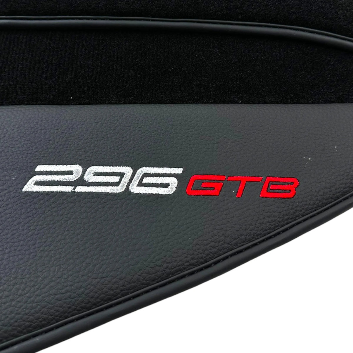 Black Floor Mats for Ferrari 296 GTB (2022-2027) with Leather - AutoWin