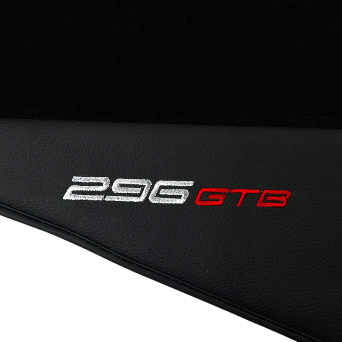 Black Floor Mats for Ferrari 296 GTB (2022-2027) with Leather - AutoWin