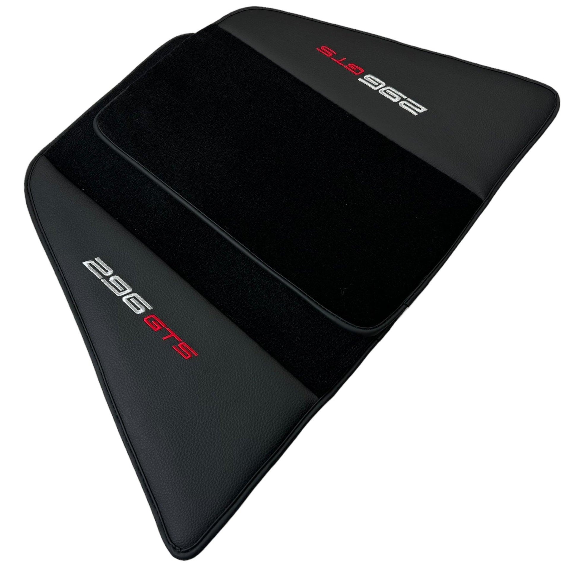 Black Floor Mats for Ferrari 296 GTS (2022-2024) with Leather - AutoWin