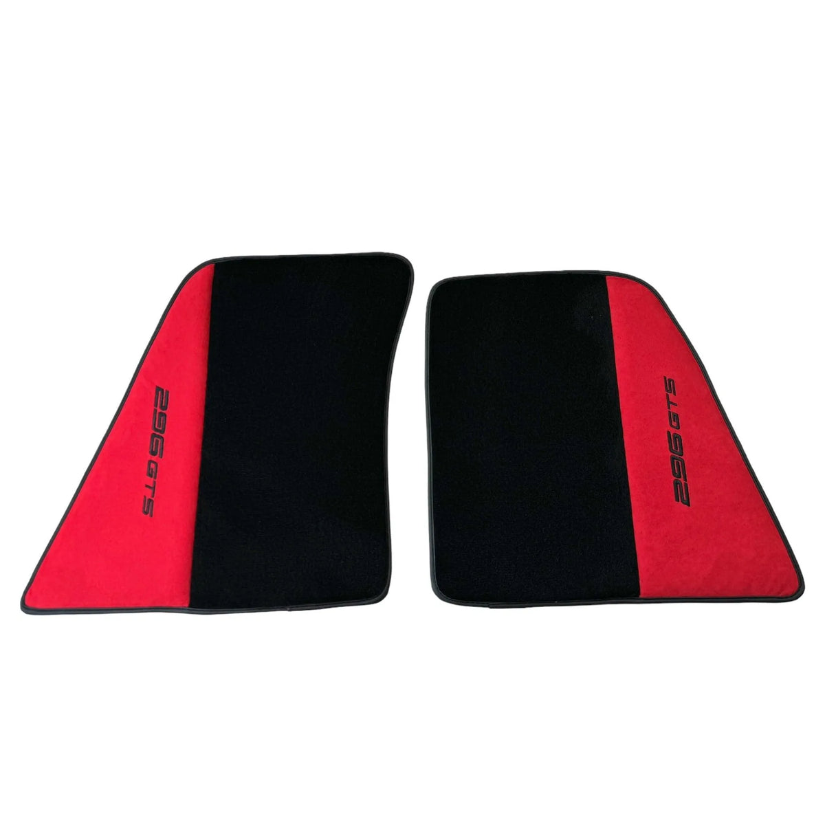 Black Floor Mats for Ferrari 296 GTS (2022-2027) with Red Alcantara Leather - AutoWin