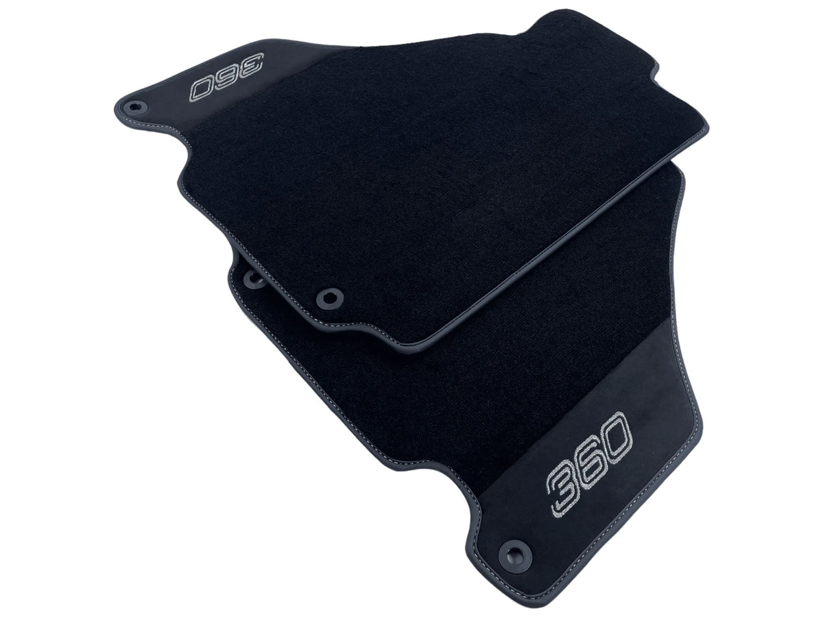 Black Floor Mats For Ferrari 360 Modena 1999-2005 With Alcantara Leather - AutoWin