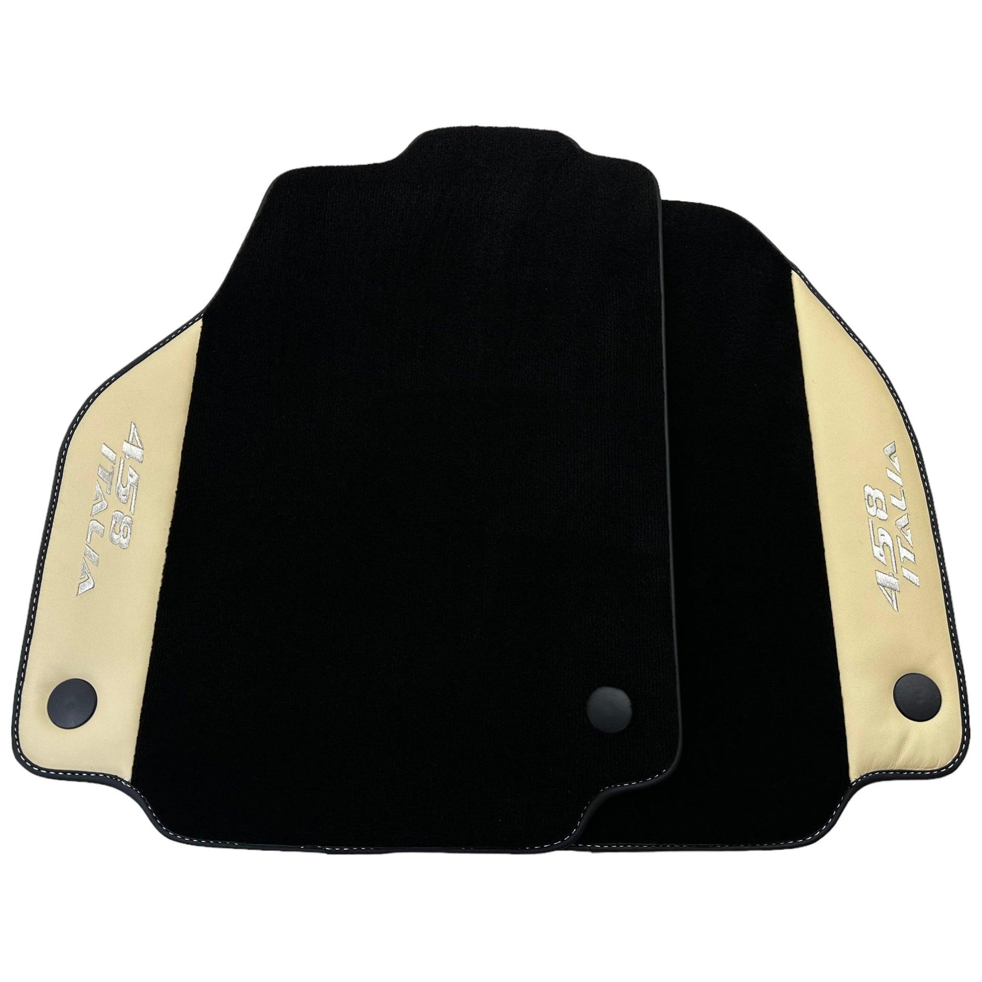 Black Floor Mats for Ferrari 458 Italia (2009-2015) with Crema Nappa Leather - AutoWin