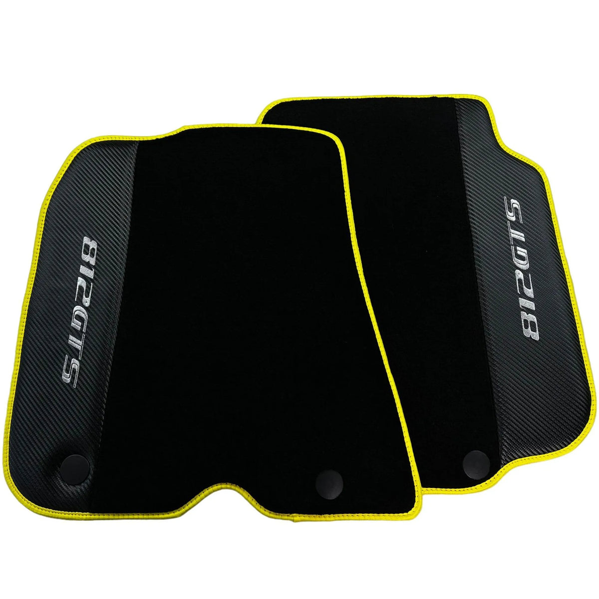 Black Floor Mats for Ferrari 812 GTS (2019-2023) with Carbon Leather - AutoWin