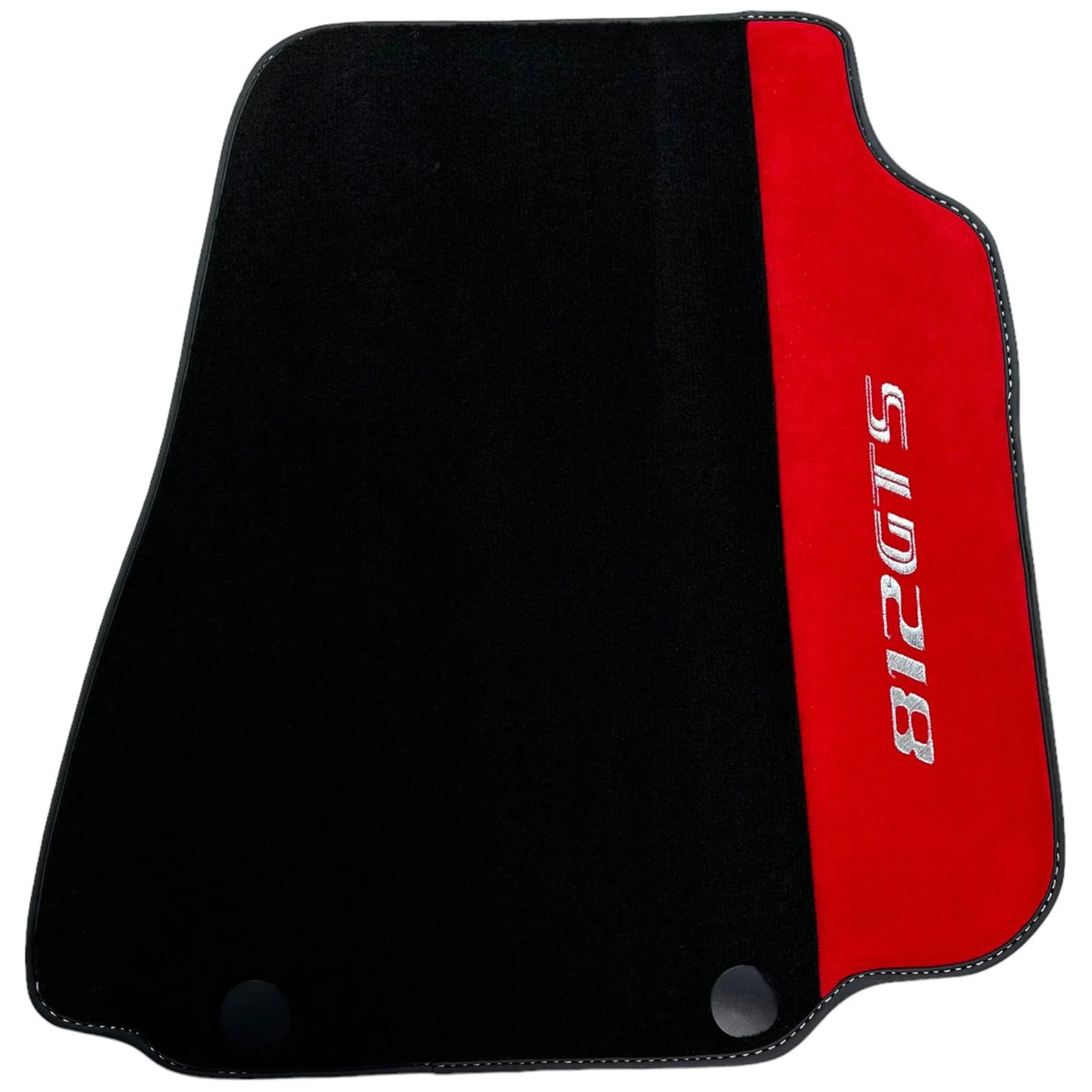 Black Floor Mats for Ferrari 812 GTS (2019-2023) with Red Alcantara Leather - AutoWin