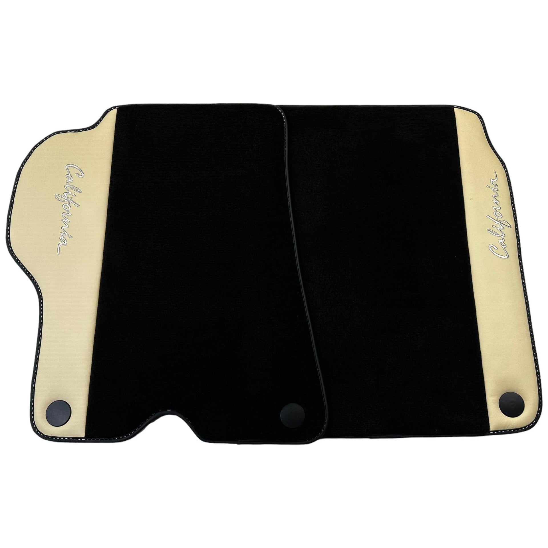 Black Floor Mats for Ferrari California (2008-2014) with Crema Nappa Leather - AutoWin